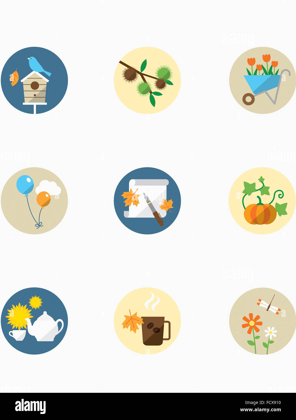 Set of various icons about fall Stock Photo - Alamy