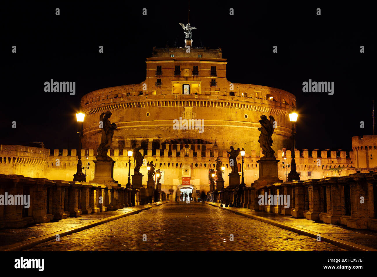 Castle of the Holy Angel the Mausoleum of Hadrian at the river Tiber in Rome, Italy; Castel Sant'Angelo, Roma Stock Photo