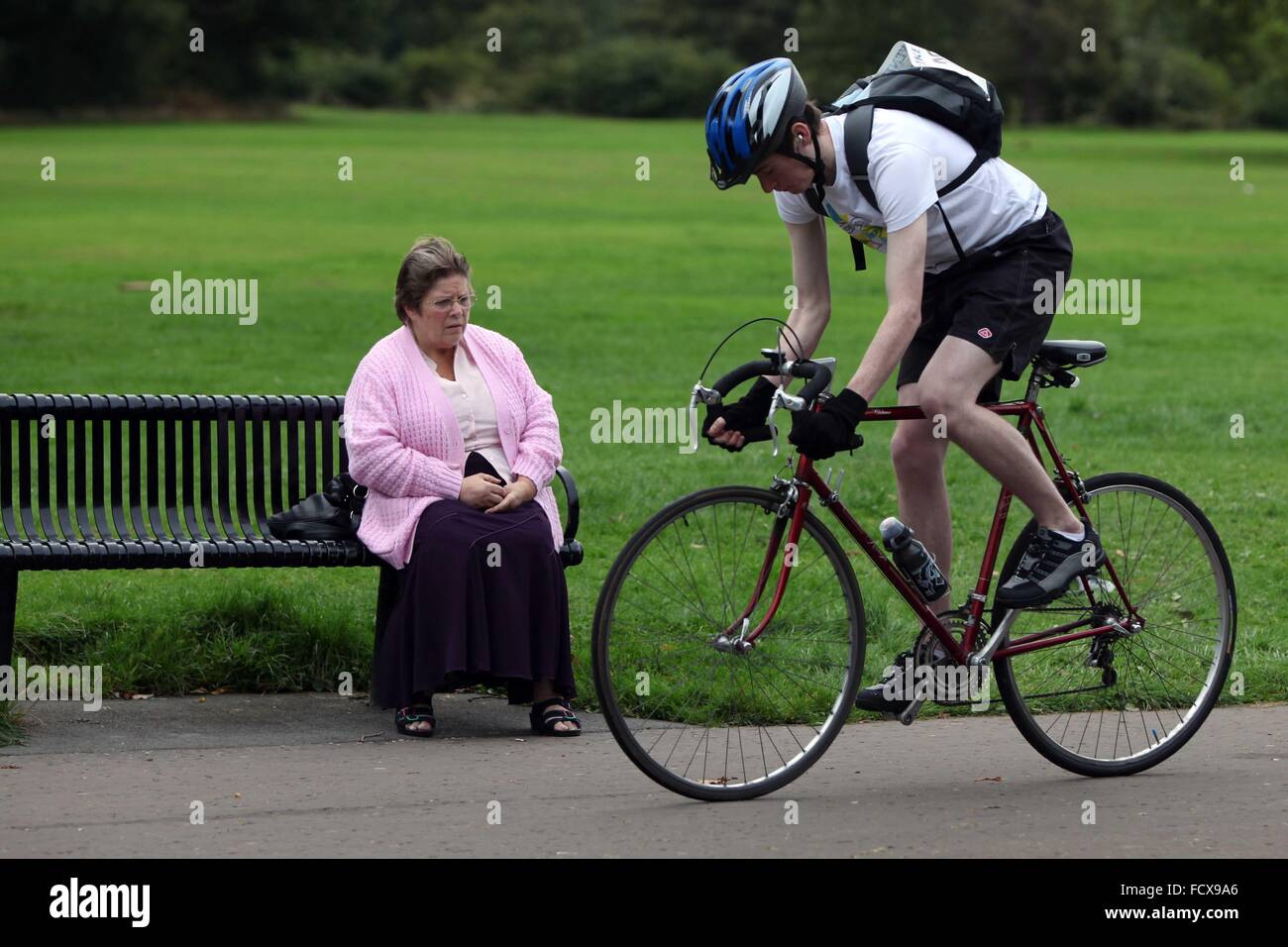 A cyclist at Wythenshawe Park , Manchester Stock Photo