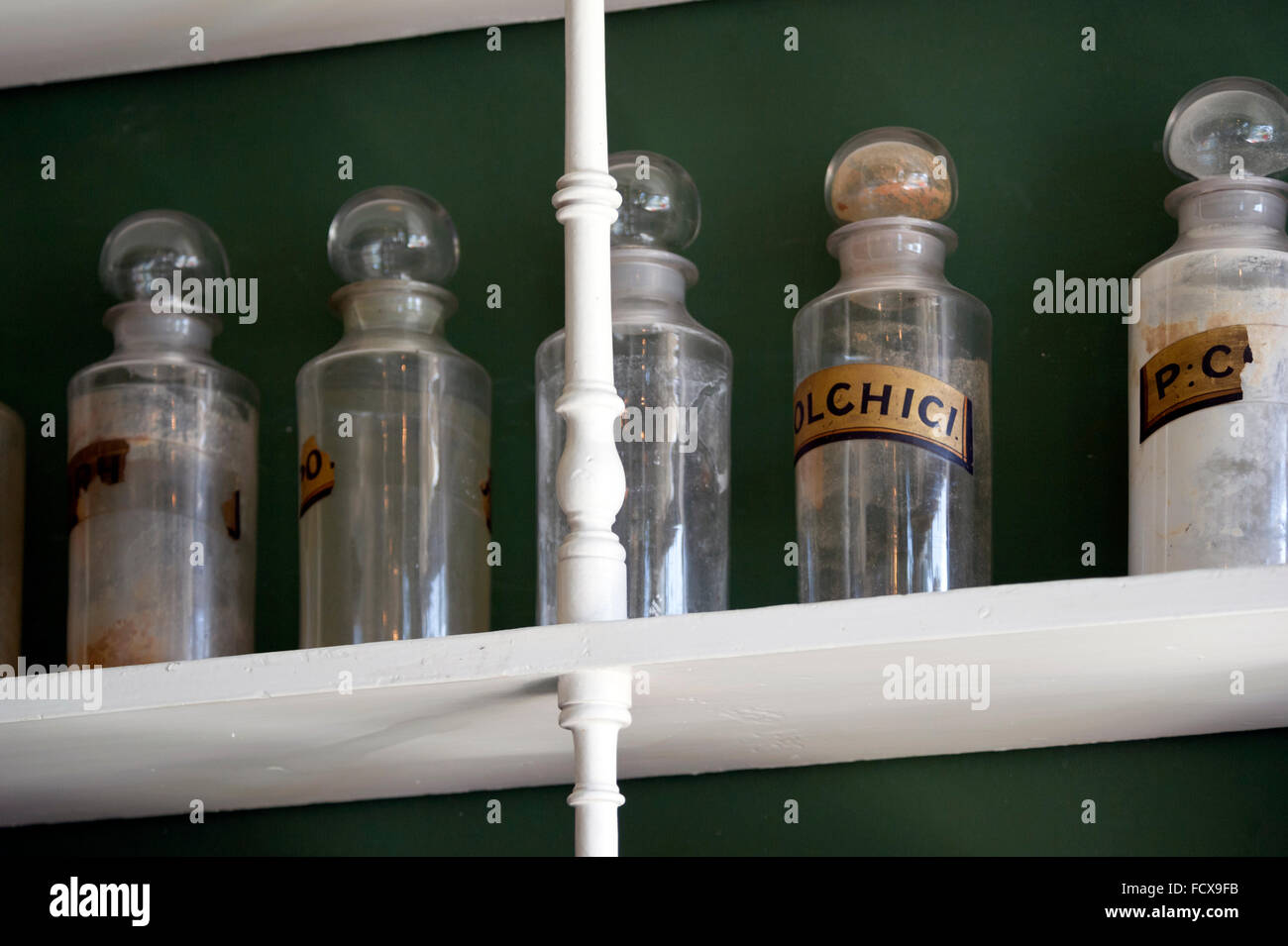 Antique pharmacy jars in a historical old pharmacy in Niagara-on-the ...