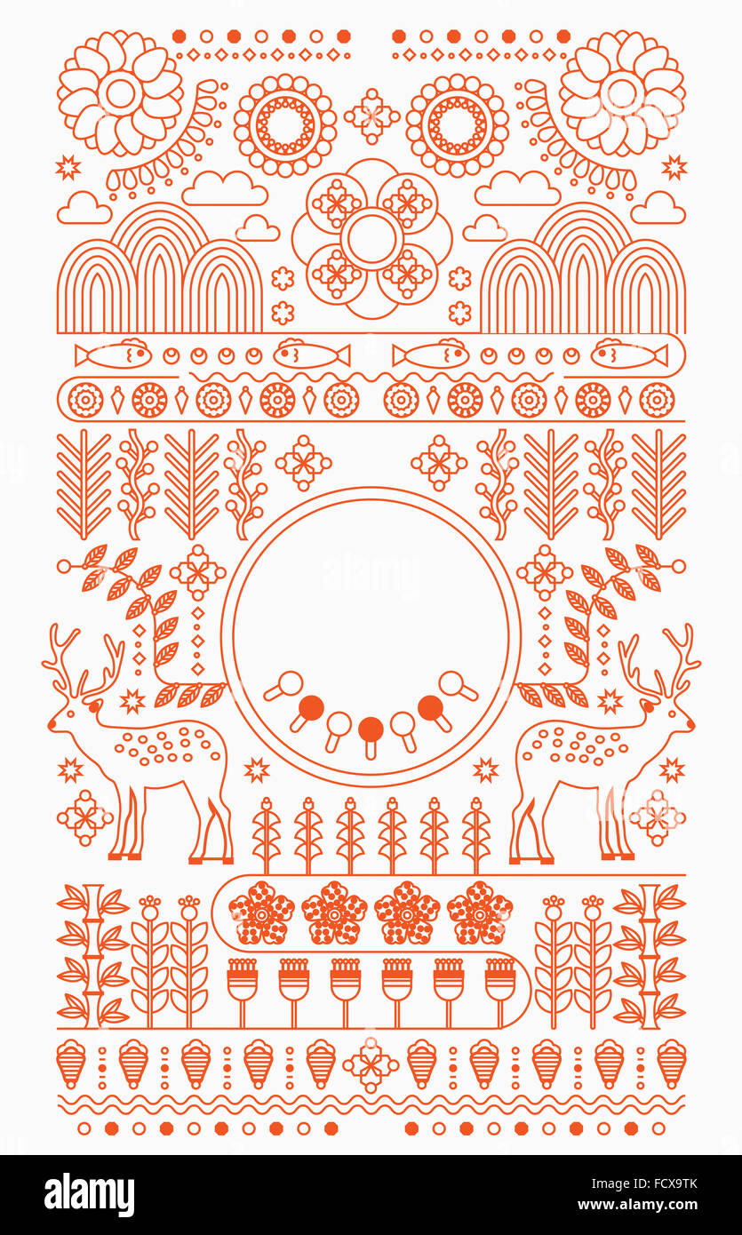 Set of patterns with various creative orange line illustrations Stock ...