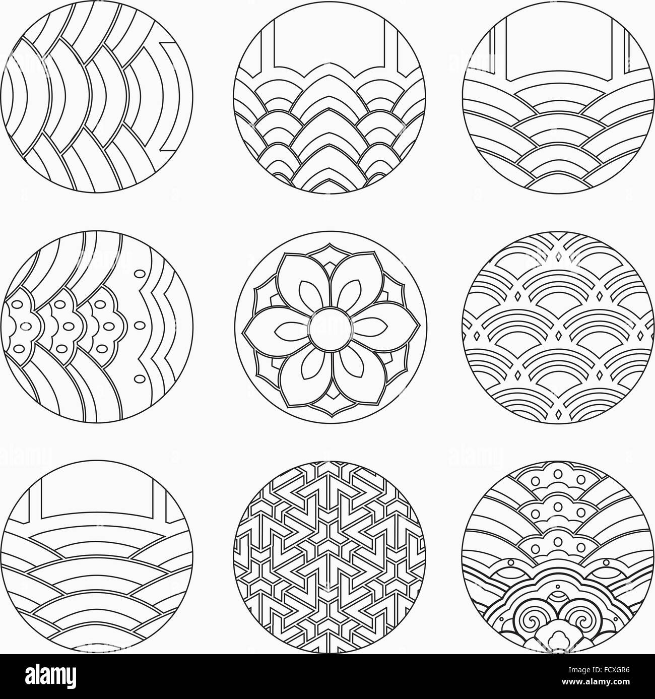 Various traditional Korean patterns in circles Stock Photo 94011658