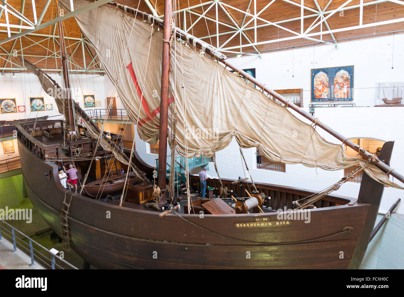 Replica of 15th Century ship in Bartolomeu Dias Museum, Mossel Bay, Eden District, Western Cape Province, South Africa Stock Photo