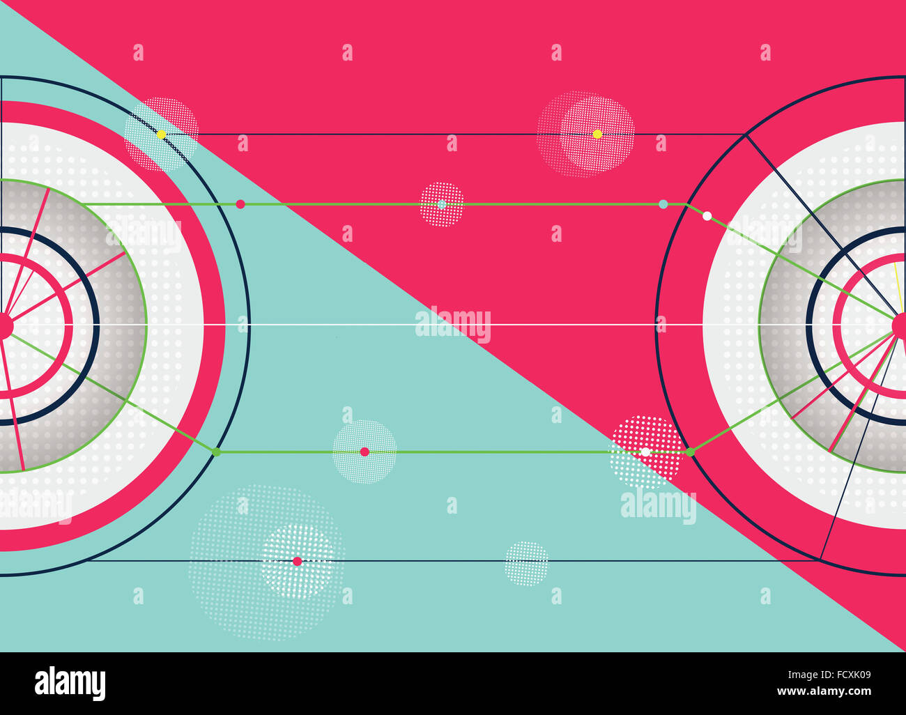 Divided background with abstract creative patterns of circles, lines ...