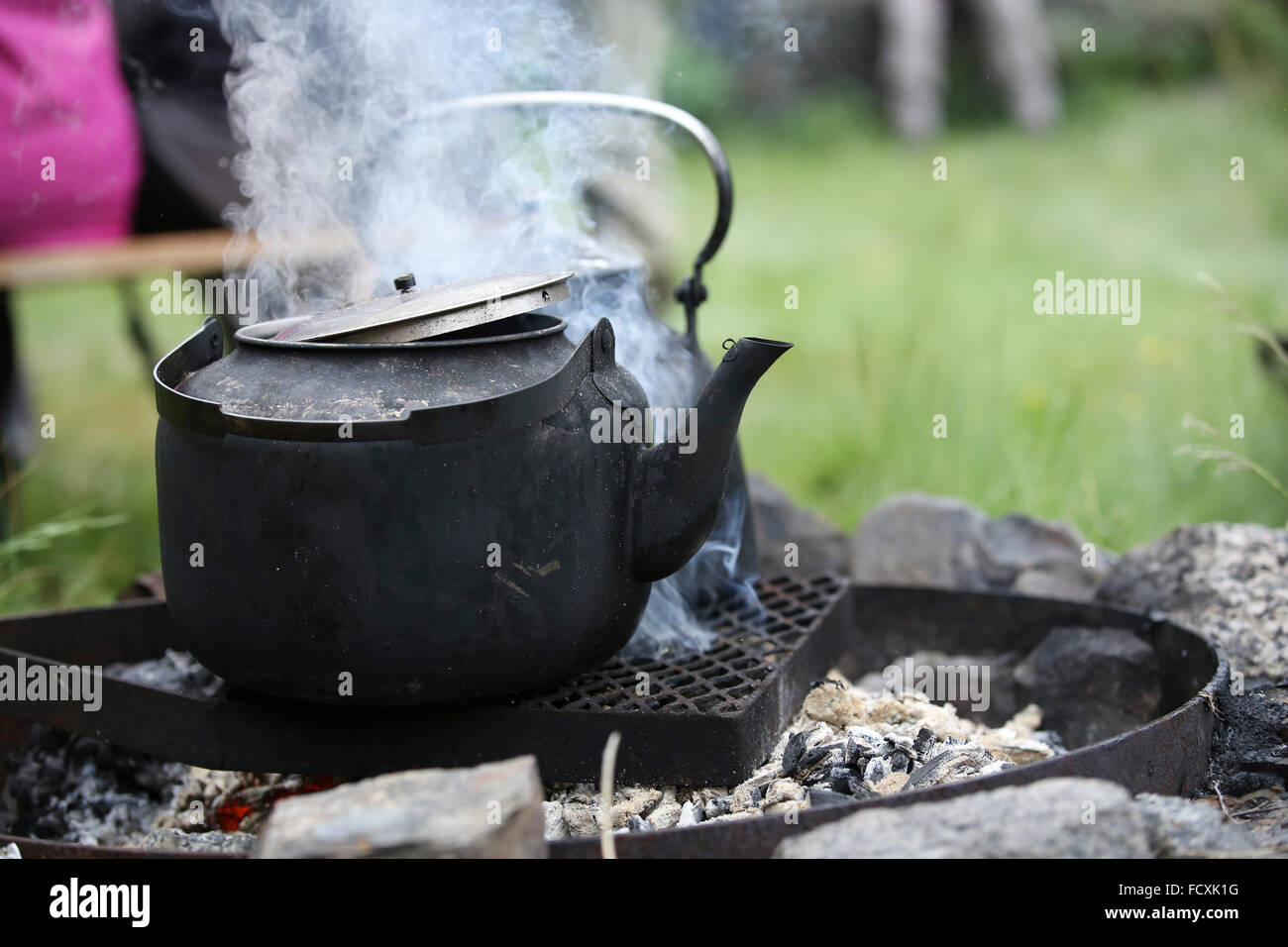 Norway, Nordland, Narvik. Detail shot of boiling kettle. Stock Photo