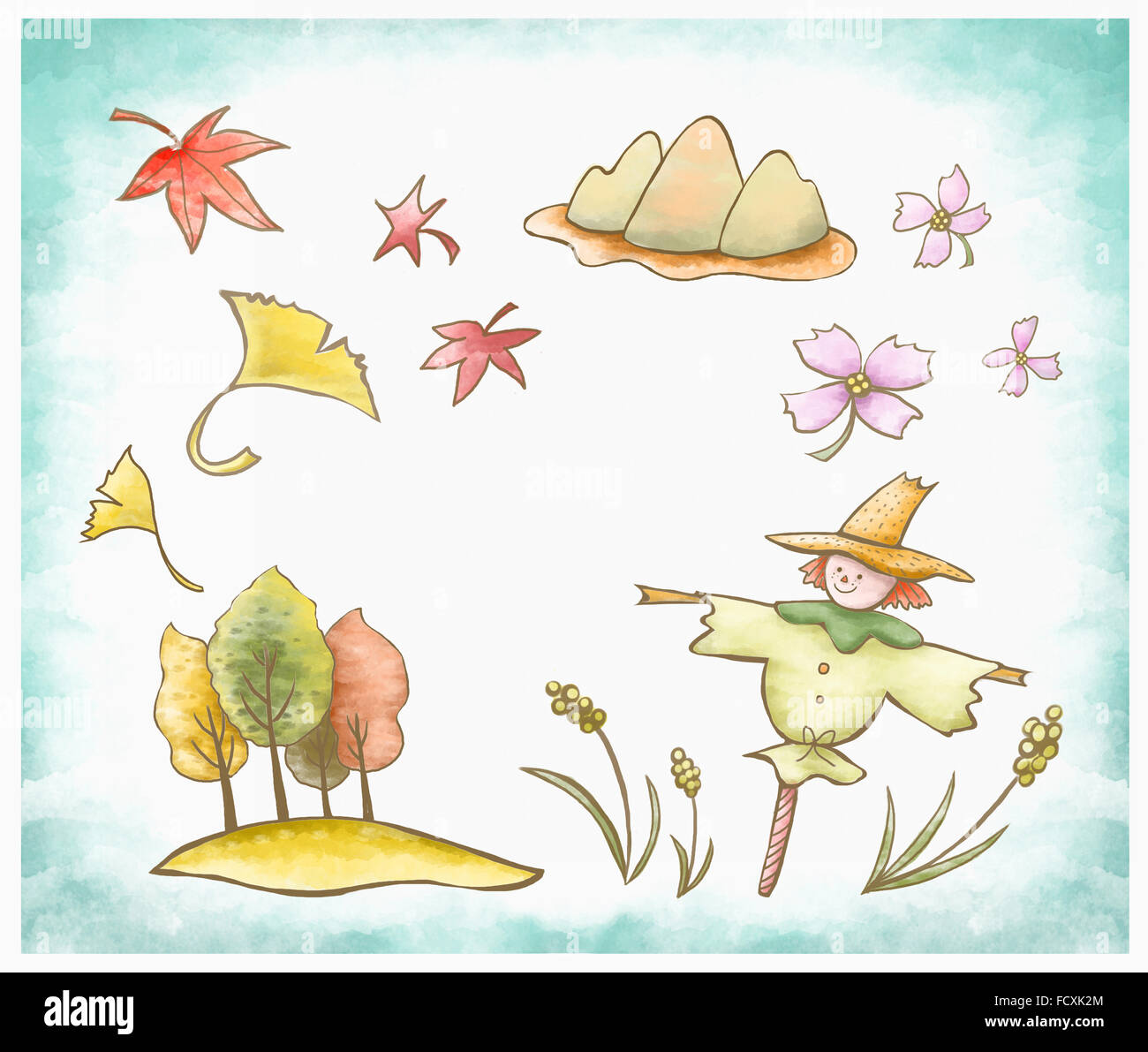 Icon set of various objects in fall Stock Photo - Alamy