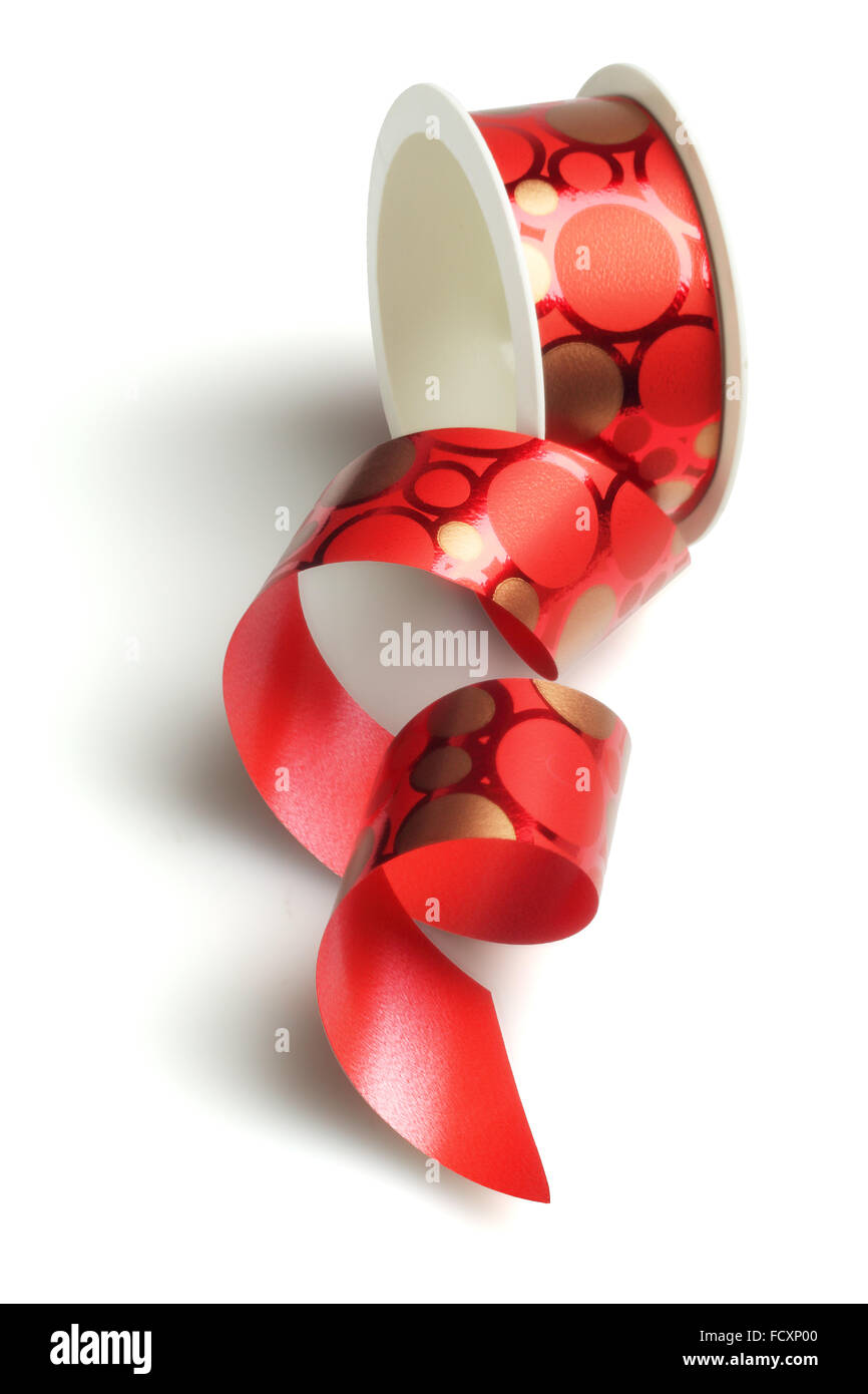 Red Decorative Ribbon on White Background Stock Photo