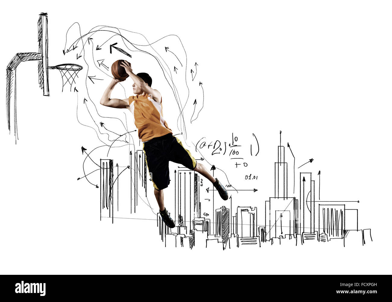 Basketball sport game, street ball fan club vector. Trophy cup and  sportswear store, player throwing ball in basket hoop and sport equipment  accessori Stock Vector Image & Art - Alamy