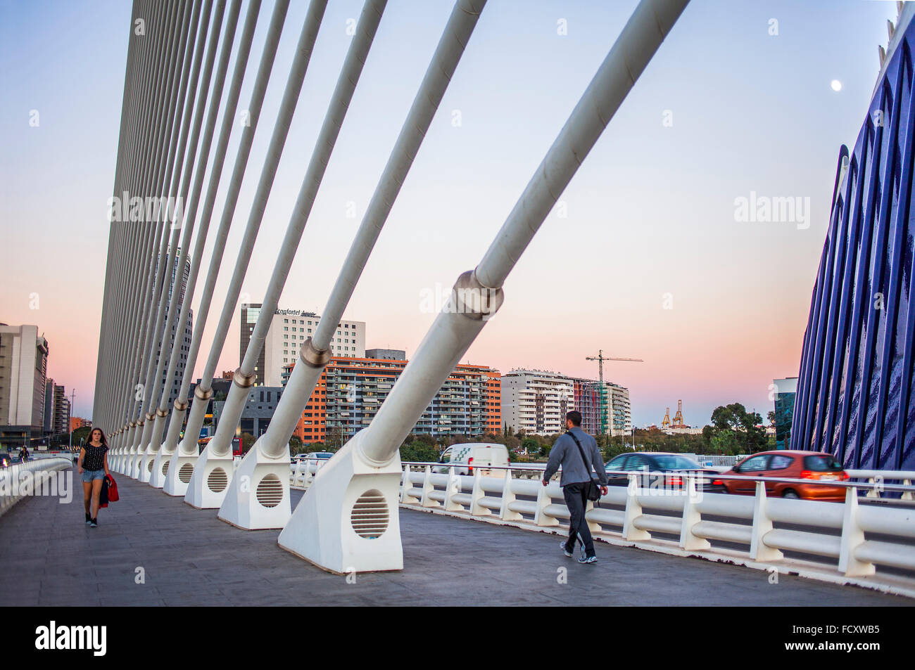 El Pont de l'Assut de l'Or, in City of Arts and Sciences. Valencia, Spain. Stock Photo