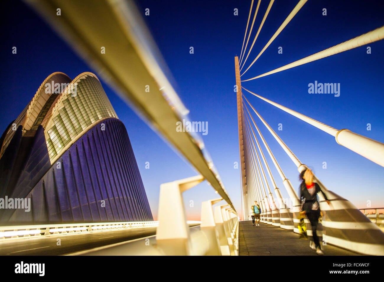 El Pont de l'Assut de l'Or and L'Agora, in City of Arts and Sciences. Valencia, Spain. Stock Photo