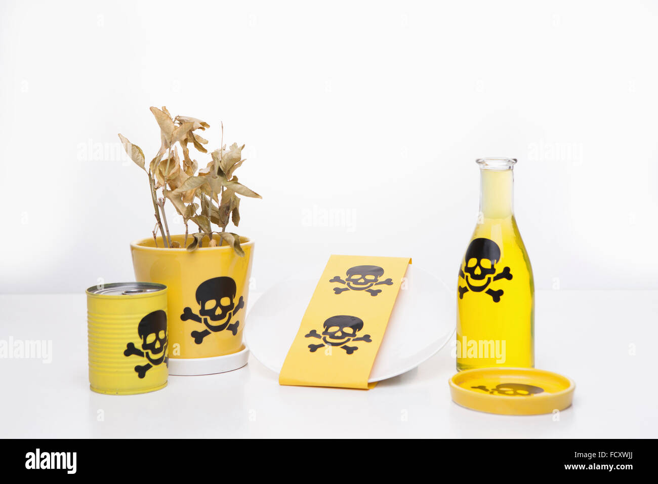 Objects for warning of danger of nuclear energy Stock Photo
