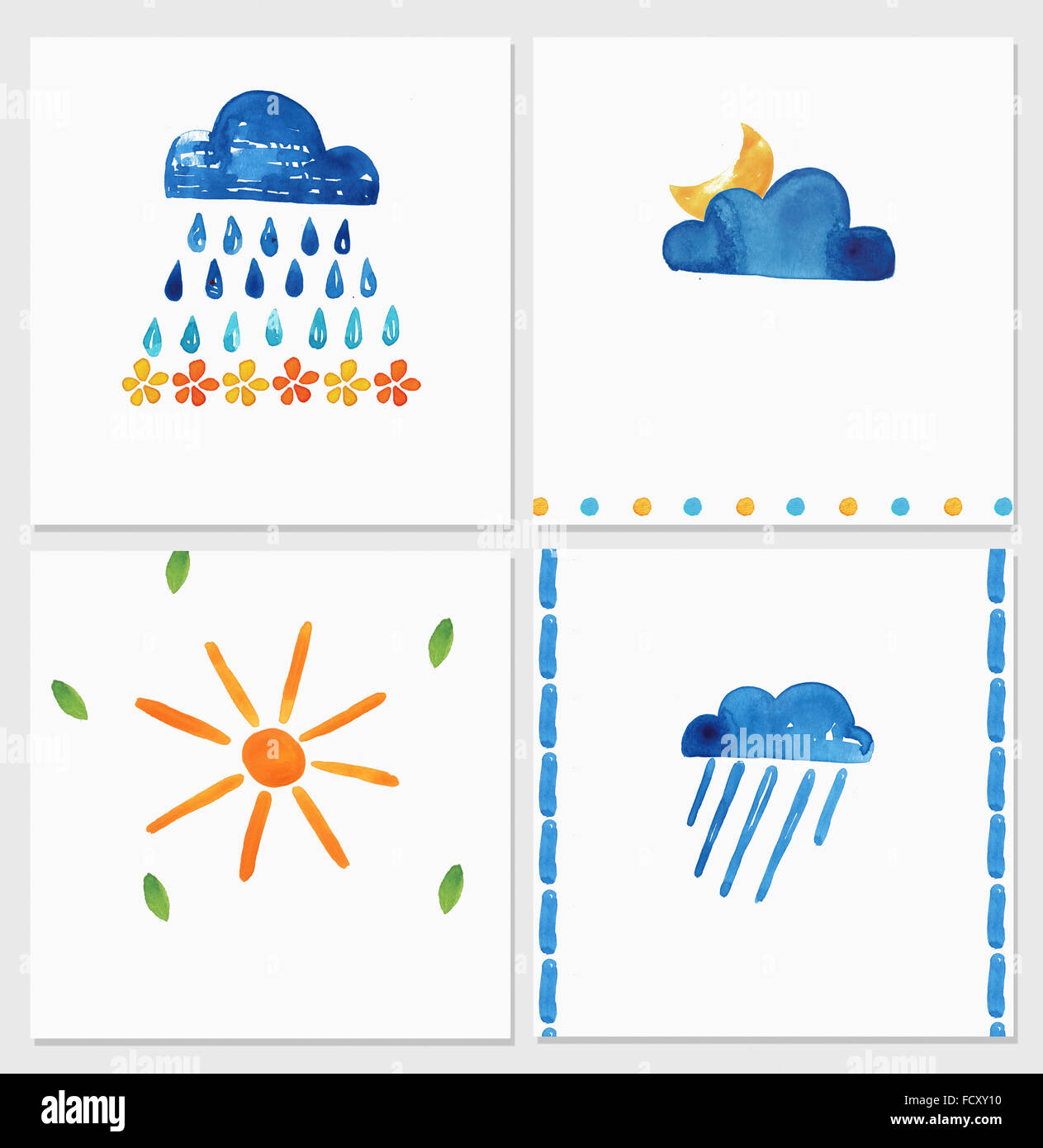 Various copy spaces with patterns in watercolor illustration ...