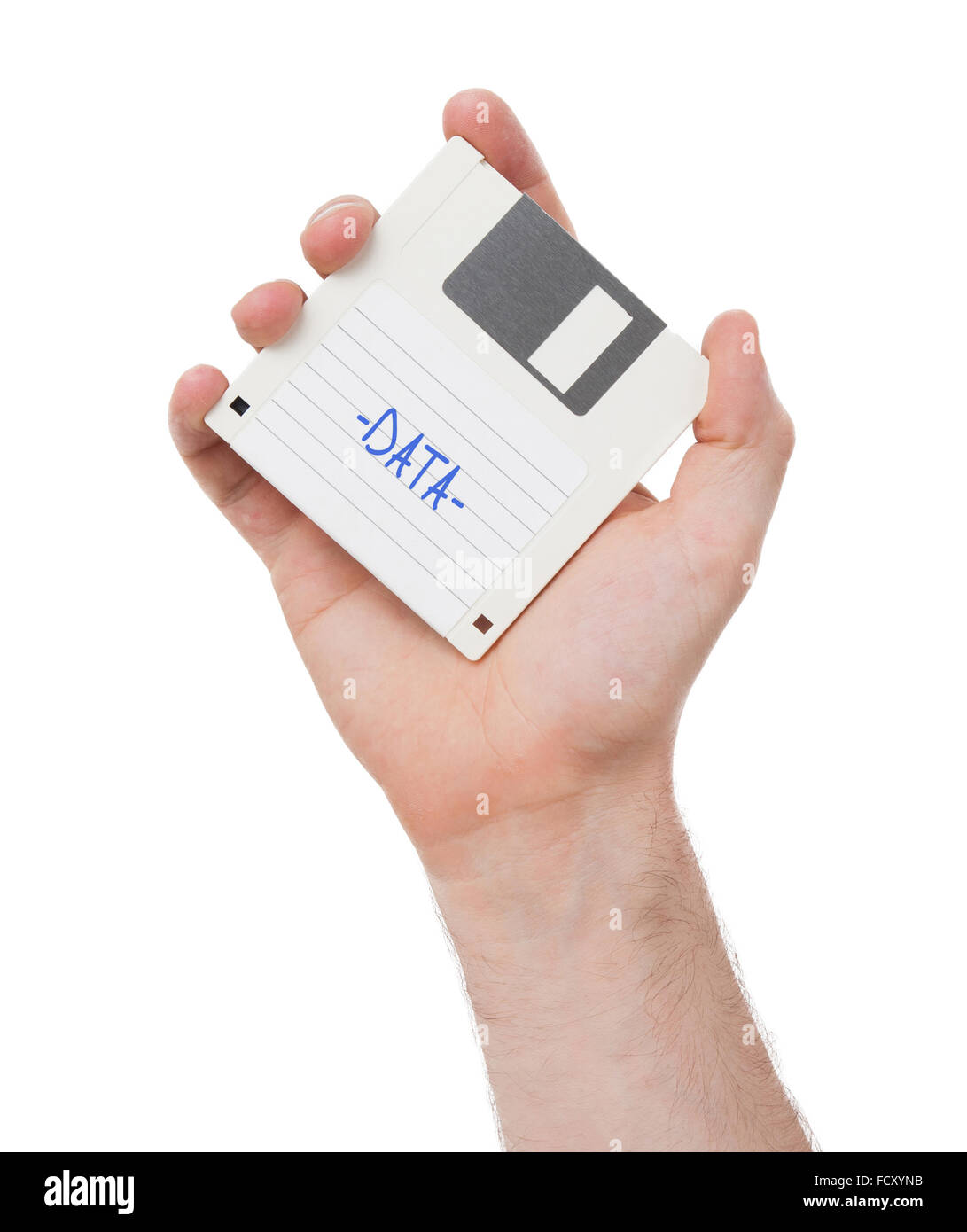 Floppy disk, data storage support, isolated on white Data Stock Photo