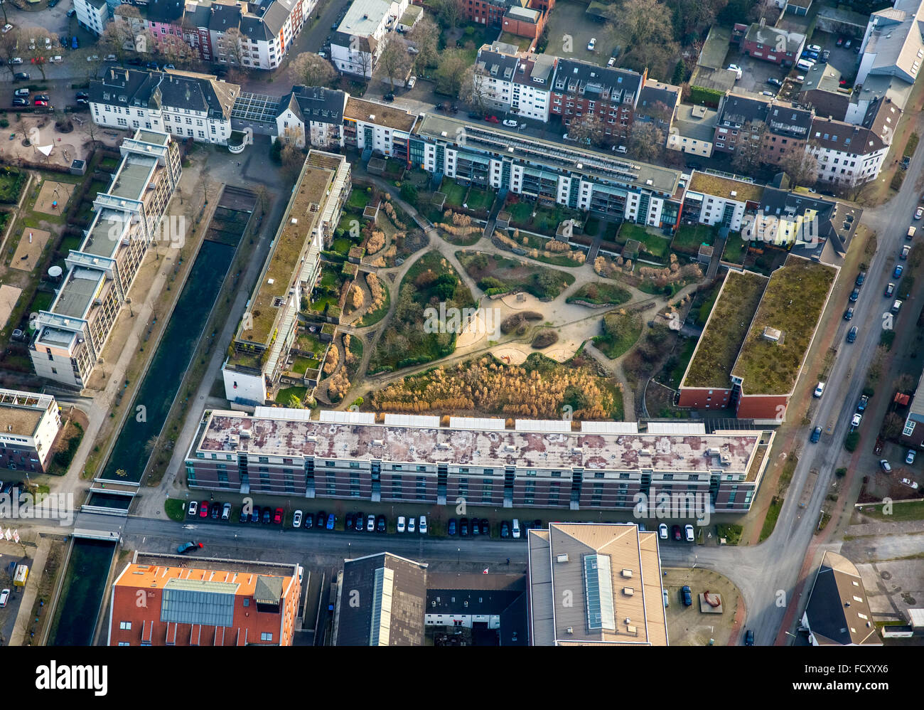 Aerial, Residential buildings inner harbor, apartments, condos