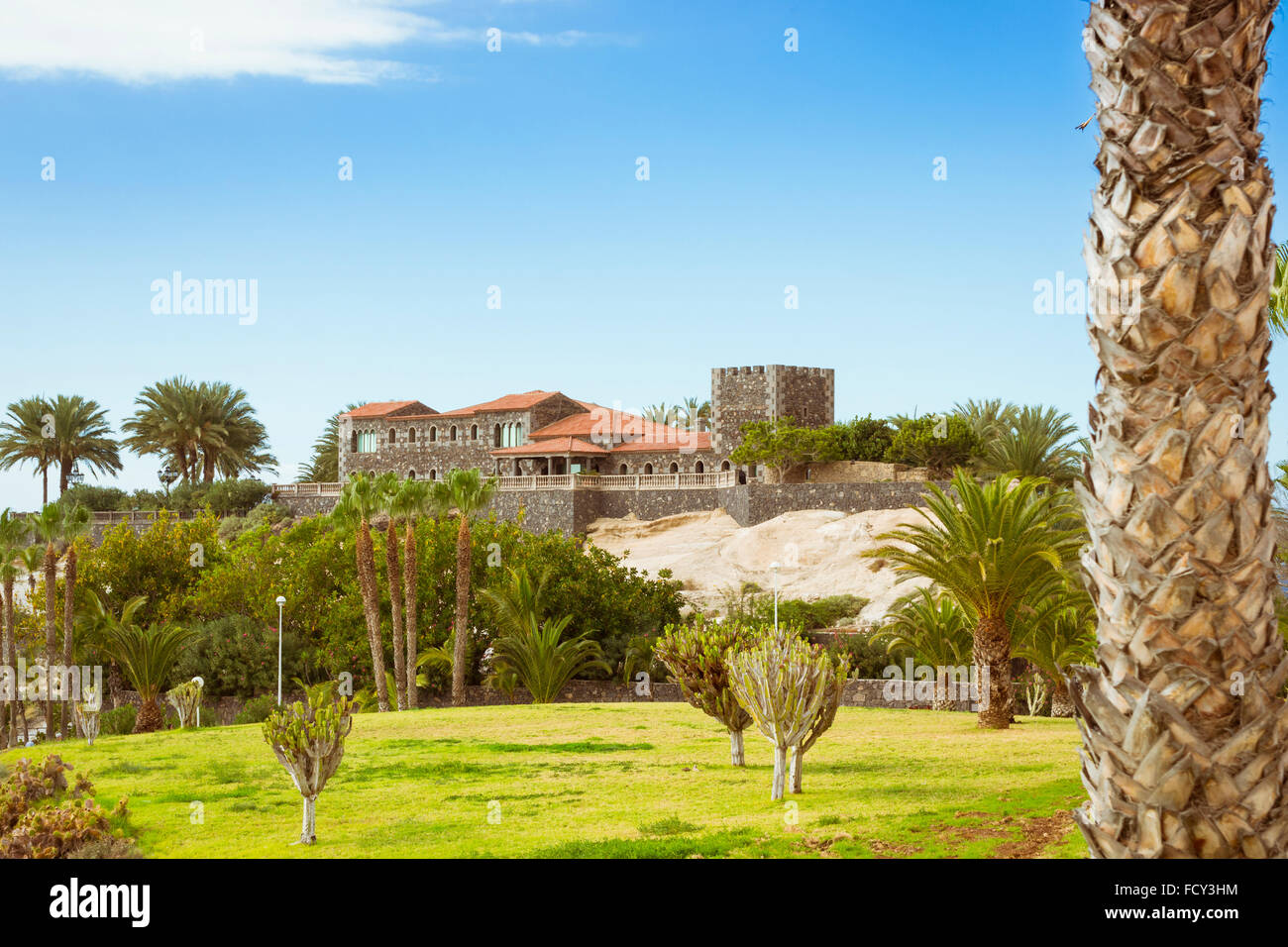 Plaza Playa del Duque, Duke Castle, Costa Adeje, Tenerife, Spain Stock Photo