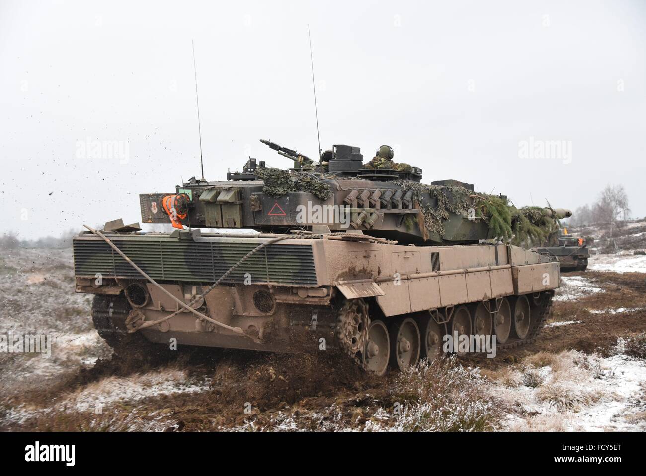 Leopard 2A6 Main Battle Tank of 2nd Company, 393rd Armor Battalion during a force on force