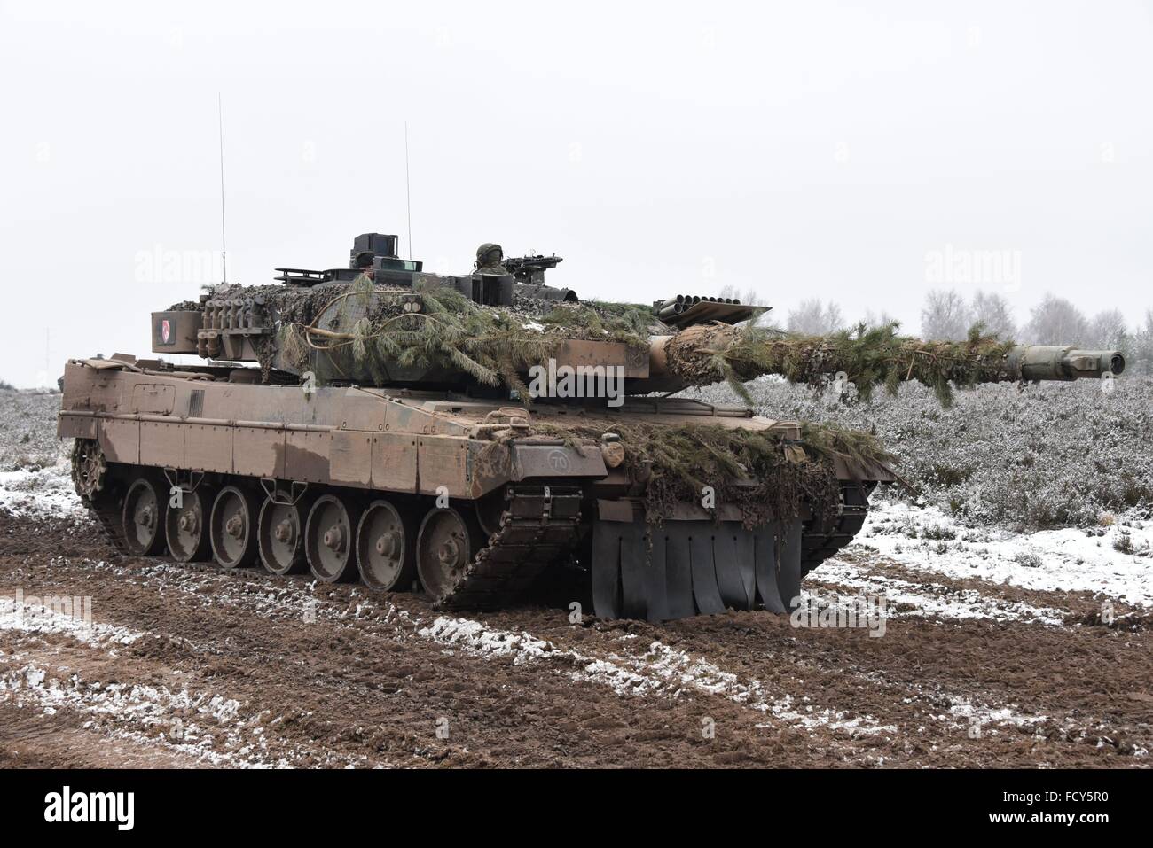 Leopard 2A6 Main Battle Tank of 2nd Company, 393rd Armor Battalion during a force on force