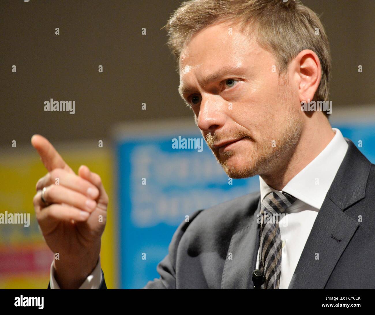 Christian Lindener, frontman of the FDP , Freiburg, Jan. 21, 2016. Stock Photo