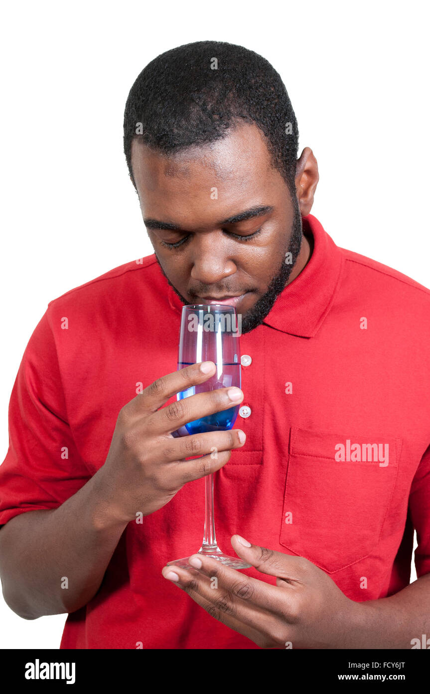 Black African American man holding a wine glass Stock Photo - Alamy
