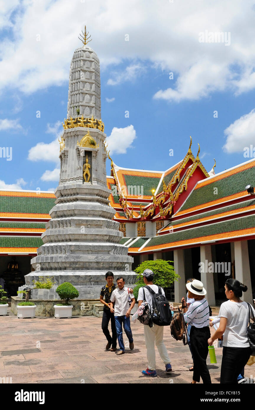 Colourful stupa at Temple of the Reclining Buddha (Wat Pho), Bangkok, Thailand, Southeast Asia, Asia Stock Photo