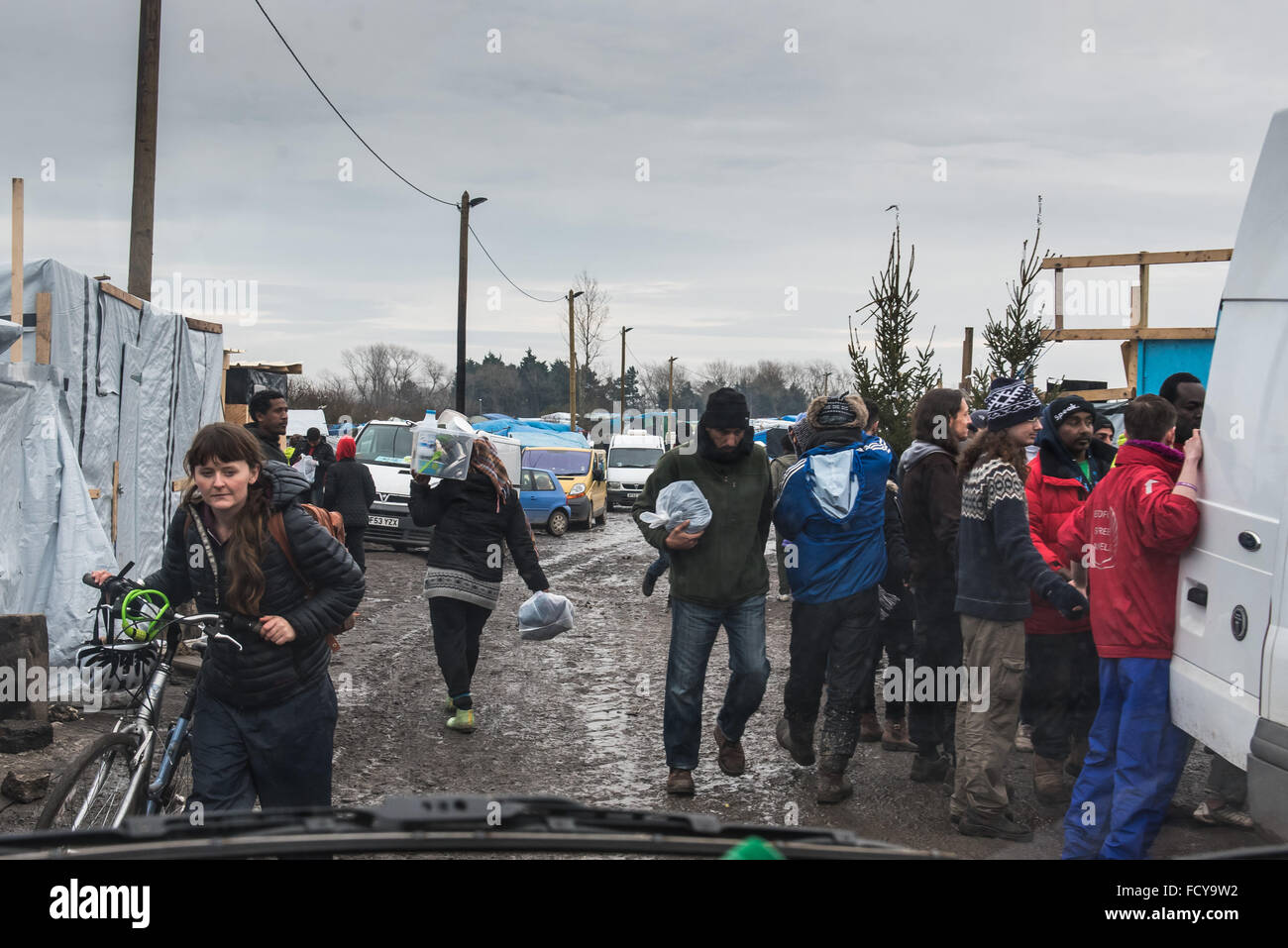 Driving through Calais Refugee Camp [The Jungle] volunteers and