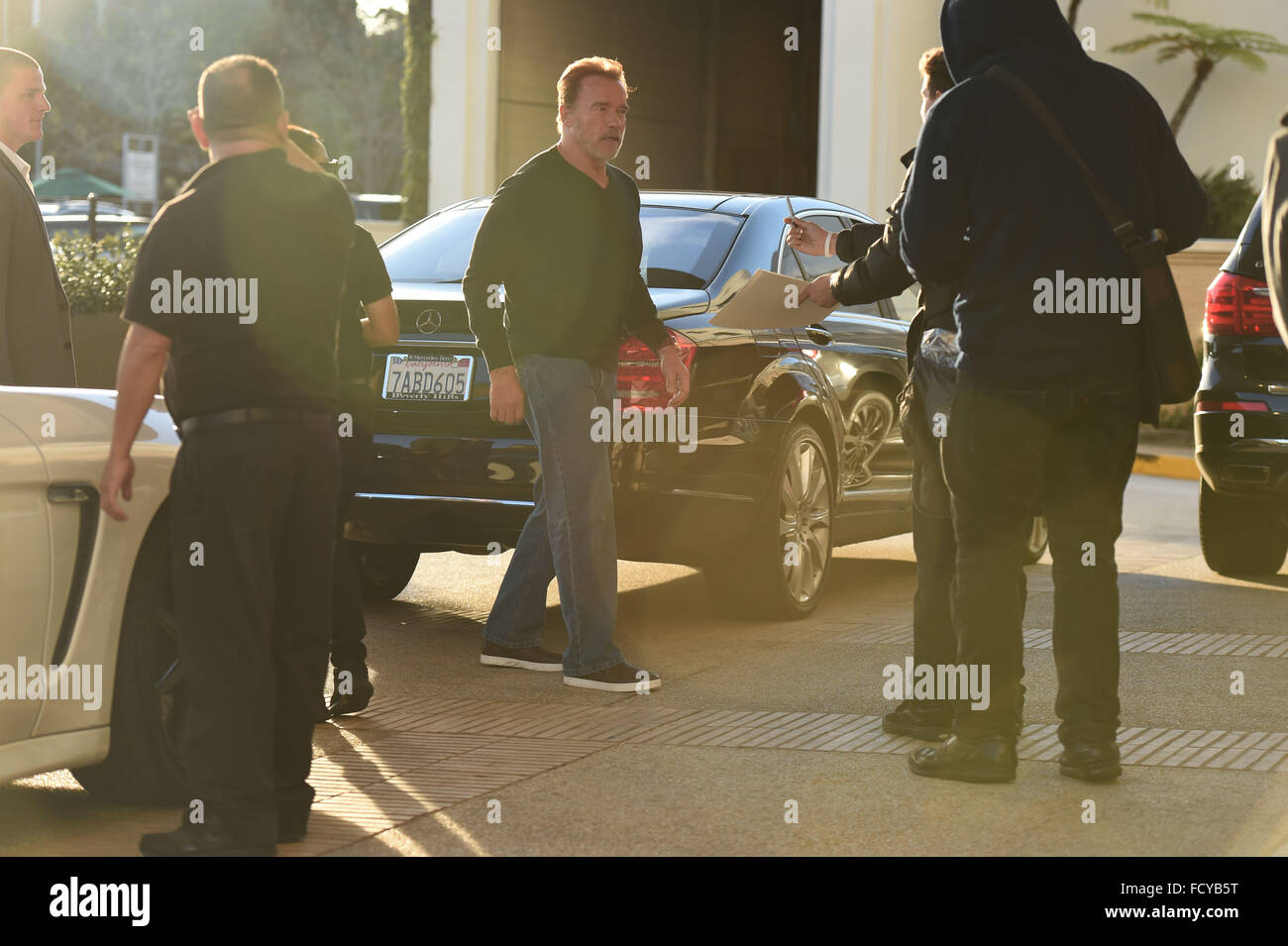 Arnold Schwarzenegger goes shopping at Barneys New York in Beverly Hills on the day before Christmas Eve  Featuring: Arnold Schwarzenegger Where: Los Angeles, California, United States When: 23 Dec 2015 Stock Photo