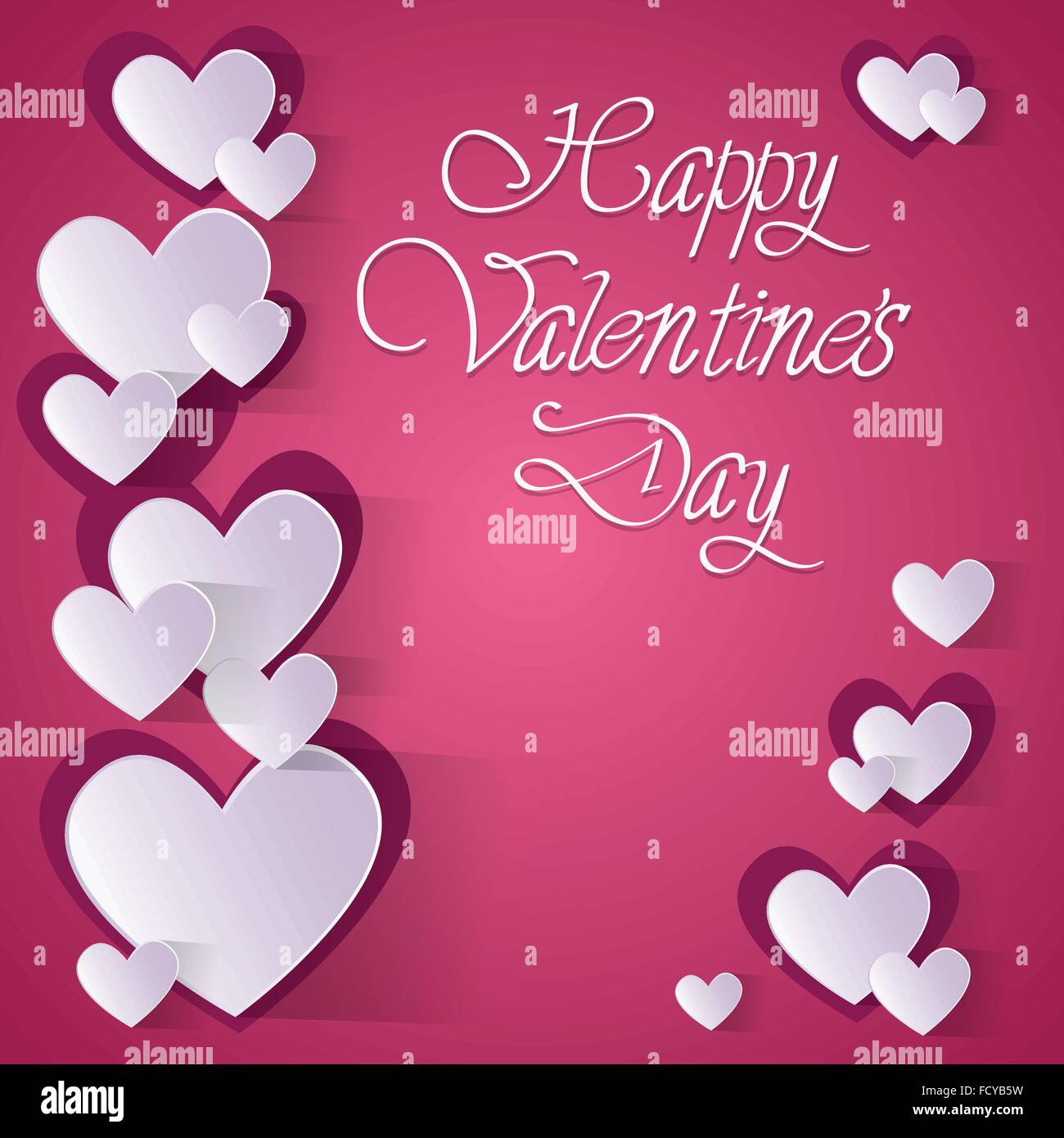 Pink Valentine Day Gift Card Holiday Love Heart Shape Stock Vector ...