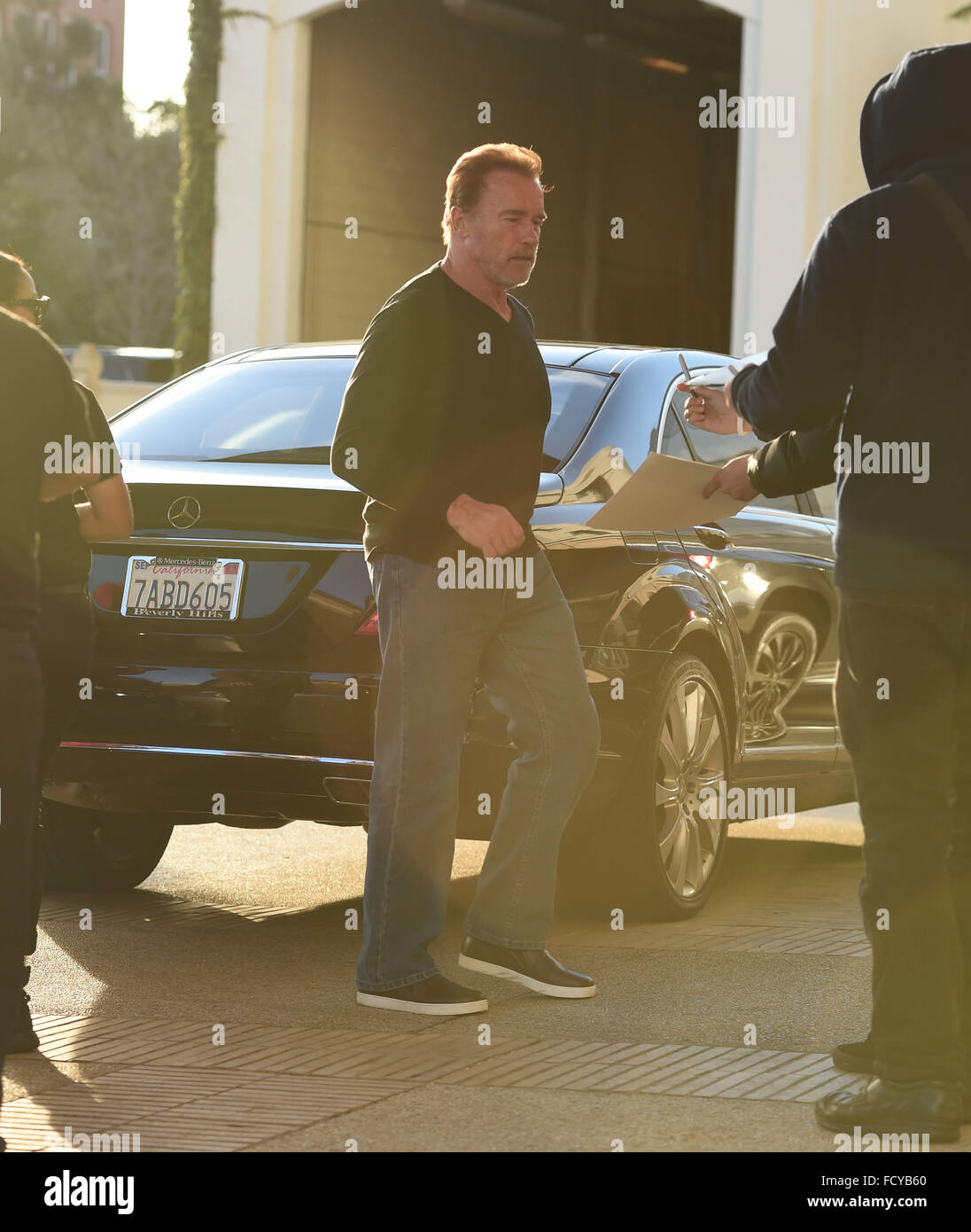 Arnold Schwarzenegger goes shopping at Barneys New York in Beverly Hills on the day before Christmas Eve  Featuring: Arnold Schwarzenegger Where: Los Angeles, California, United States When: 23 Dec 2015 Stock Photo