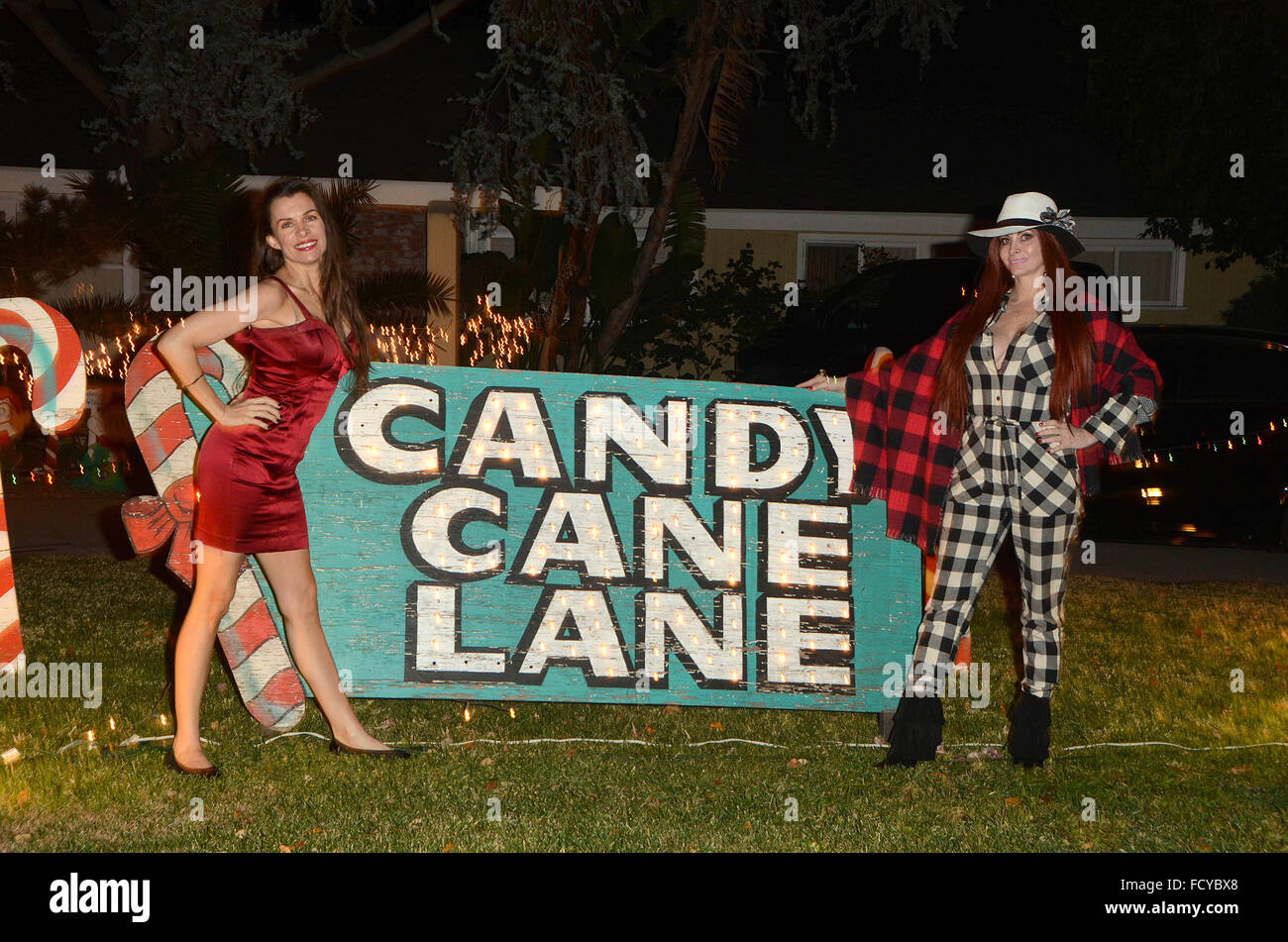 Phoebe Price and Alicia Arden visit Candy Cane Lane in Woodland Hills ...