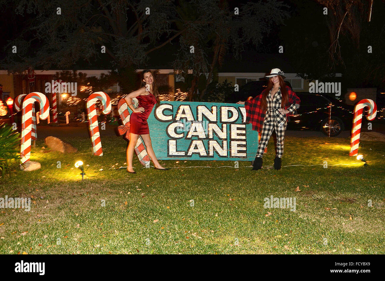 Phoebe Price and Alicia Arden visit Candy Cane Lane in Woodland Hills ...