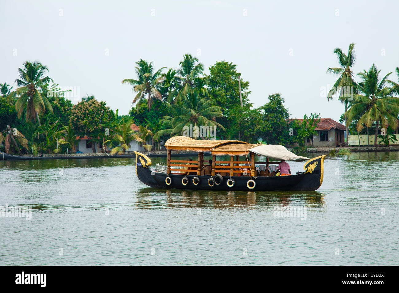 House boat Kerala India, vocation, holidays, Back waters of kerala, Boat house, water transport, recreation, relaxation, Stock Photo