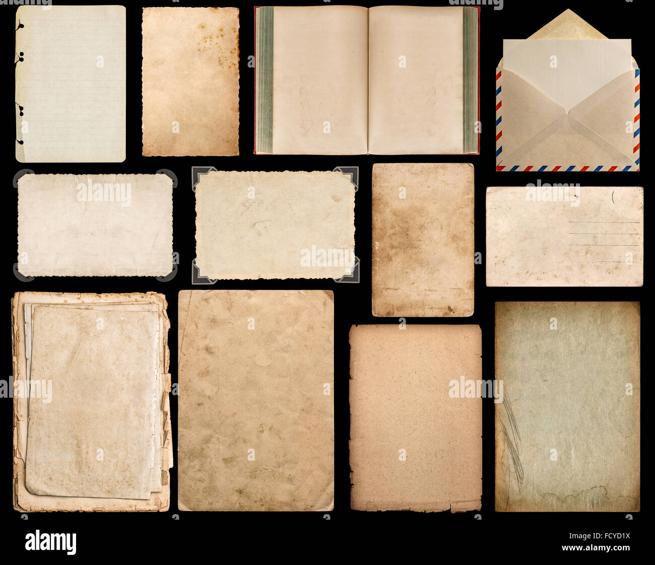 Paper sheet, book, envelope, cardboard, photo frame with corner