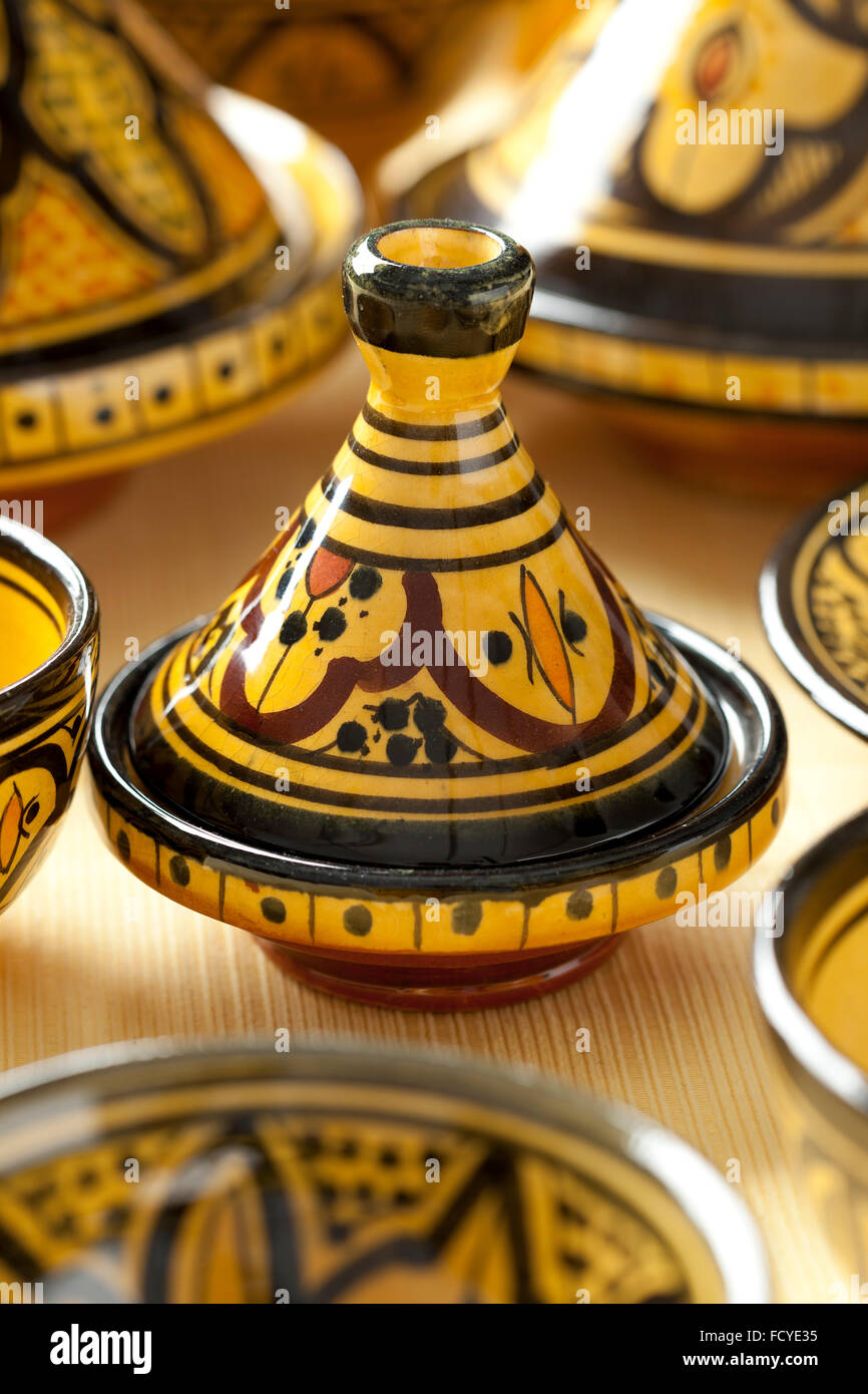 Traditional Moroccan ceramic tagines on the market Stock Photo Alamy