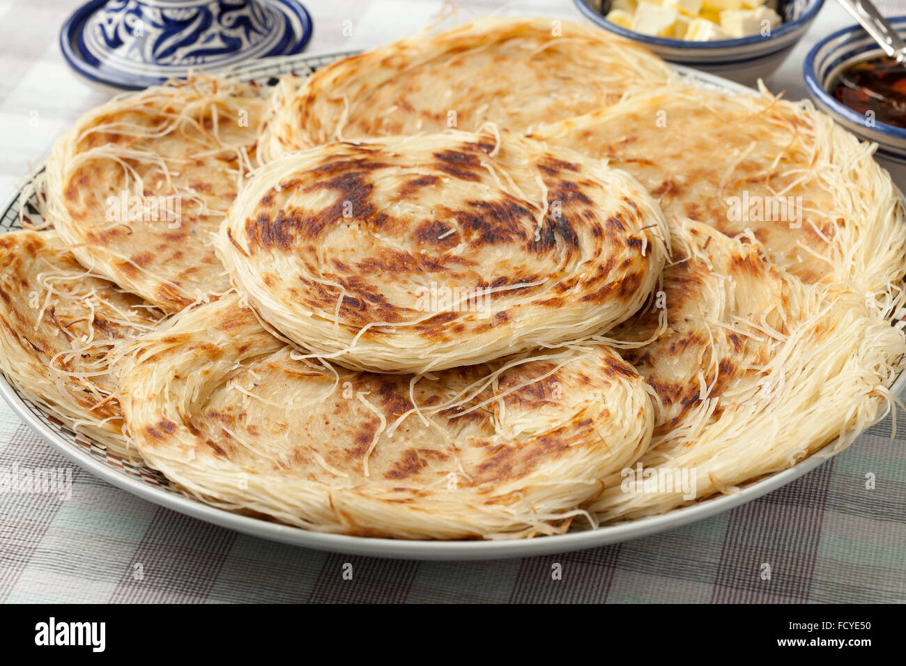 Traditional Moroccan special pancake Razat El Quadi Stock Photo