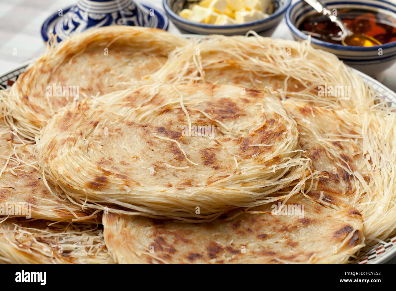 Moroccan special pancake Razat El Quadi close up Stock Photo
