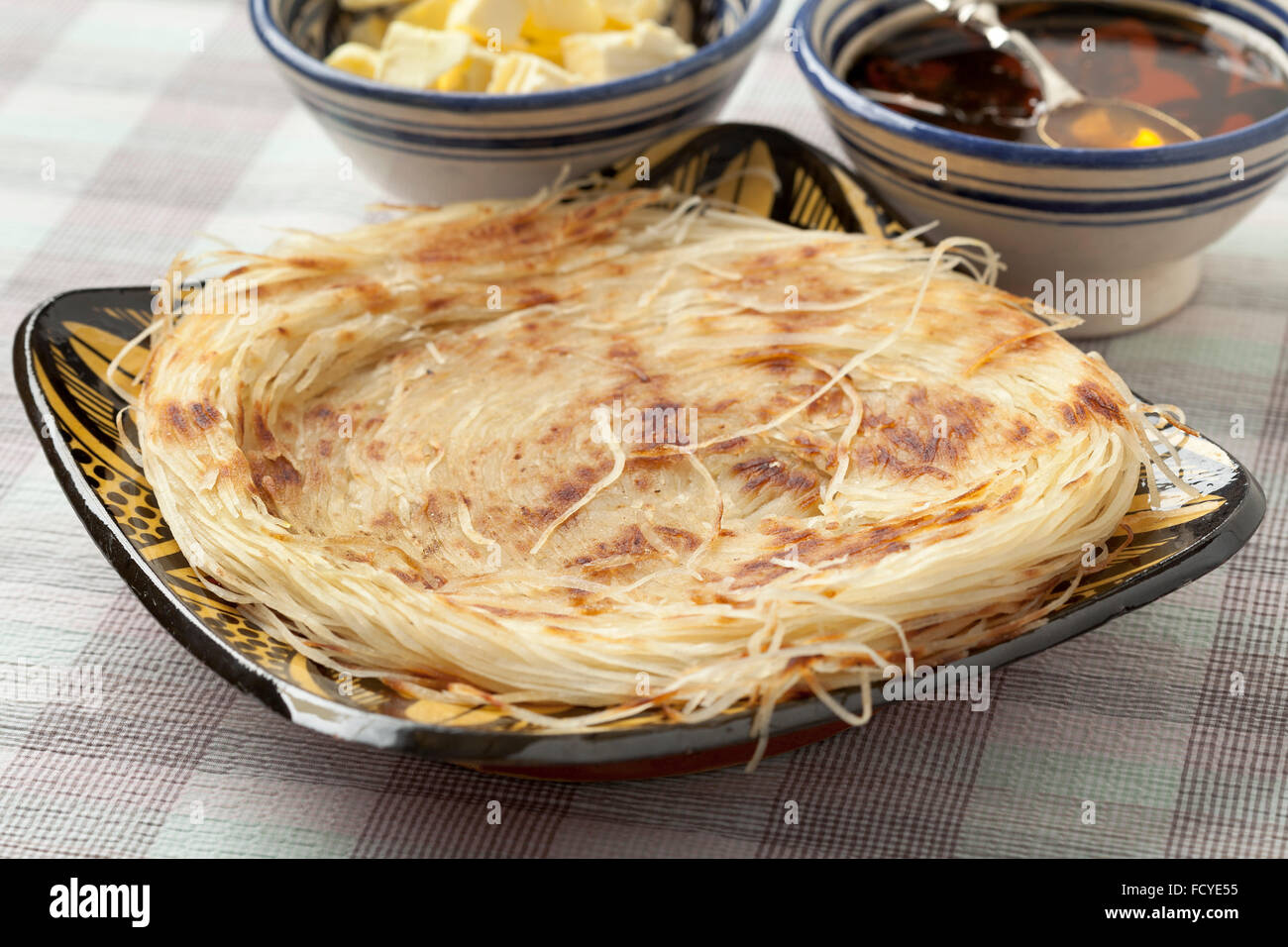Traditional Moroccan special pancake Razat El Quadi Stock Photo
