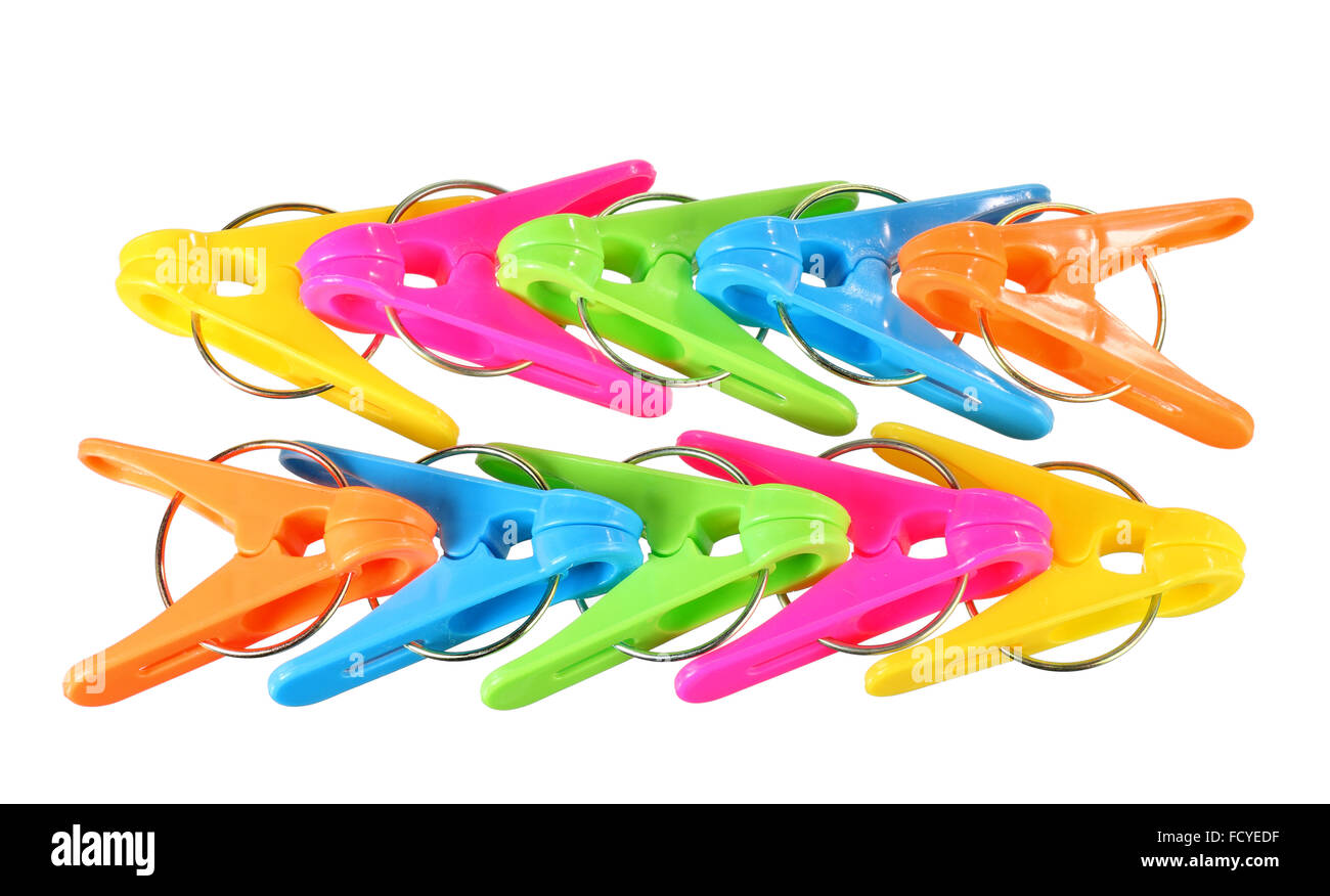 Plastic Clothes Pegs Stock Photo