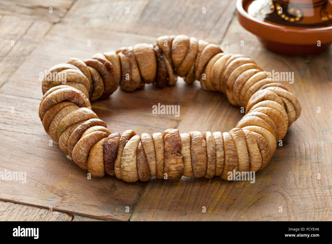Traditional Moroccan dried figs on a rope Stock Photo