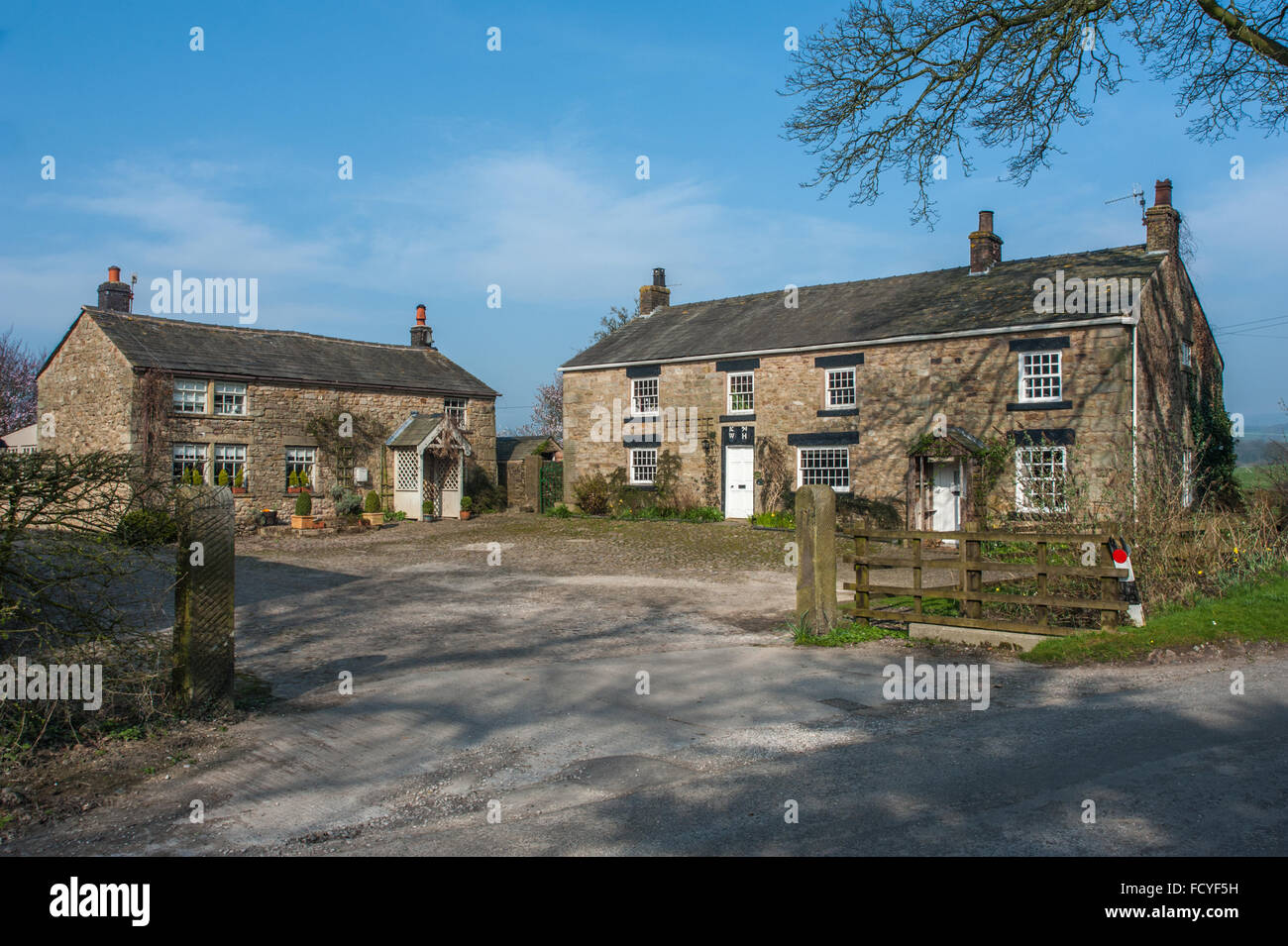 Traditional cottages in Castle Lane Garstang Stock Photo
