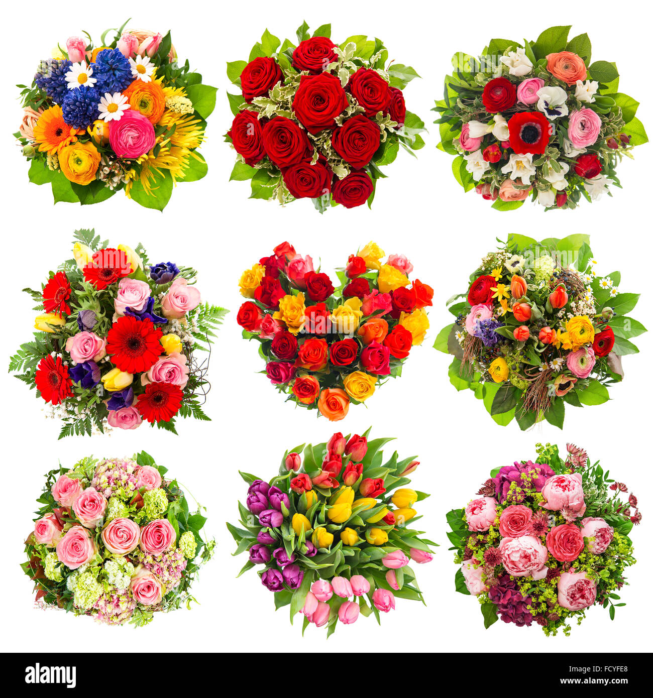 Flowers bouquet for Holidays Birthday, Wedding, Mother's Day, Easter, Valentines Day, Roses, Tulips, Peony Stock Photo