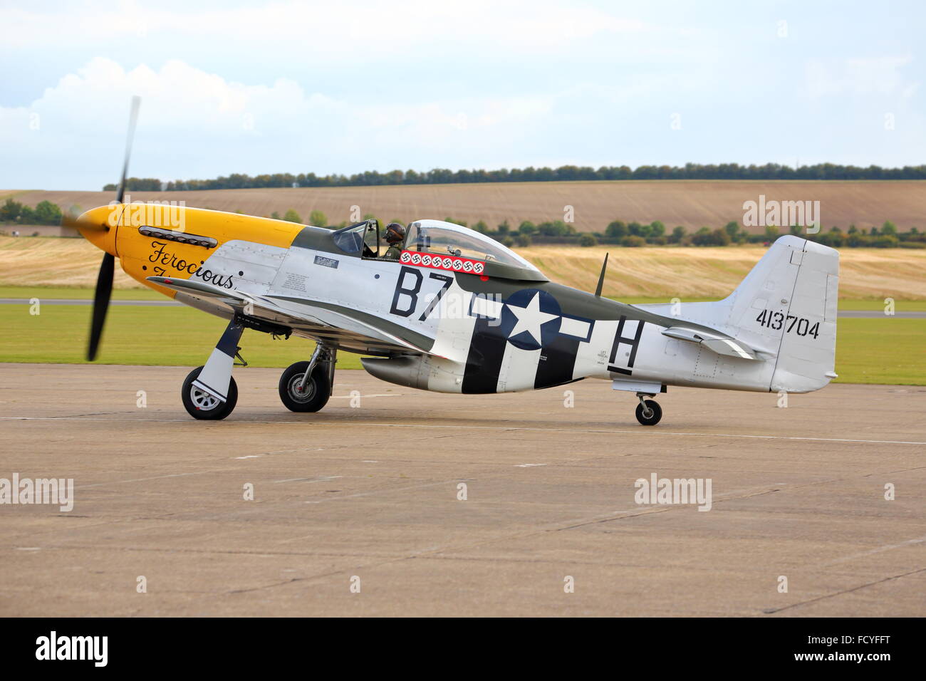 North-American Mustang P51D Ferocious Frankie G-BTCD at Duxford Air Show, England, UK Stock Photo