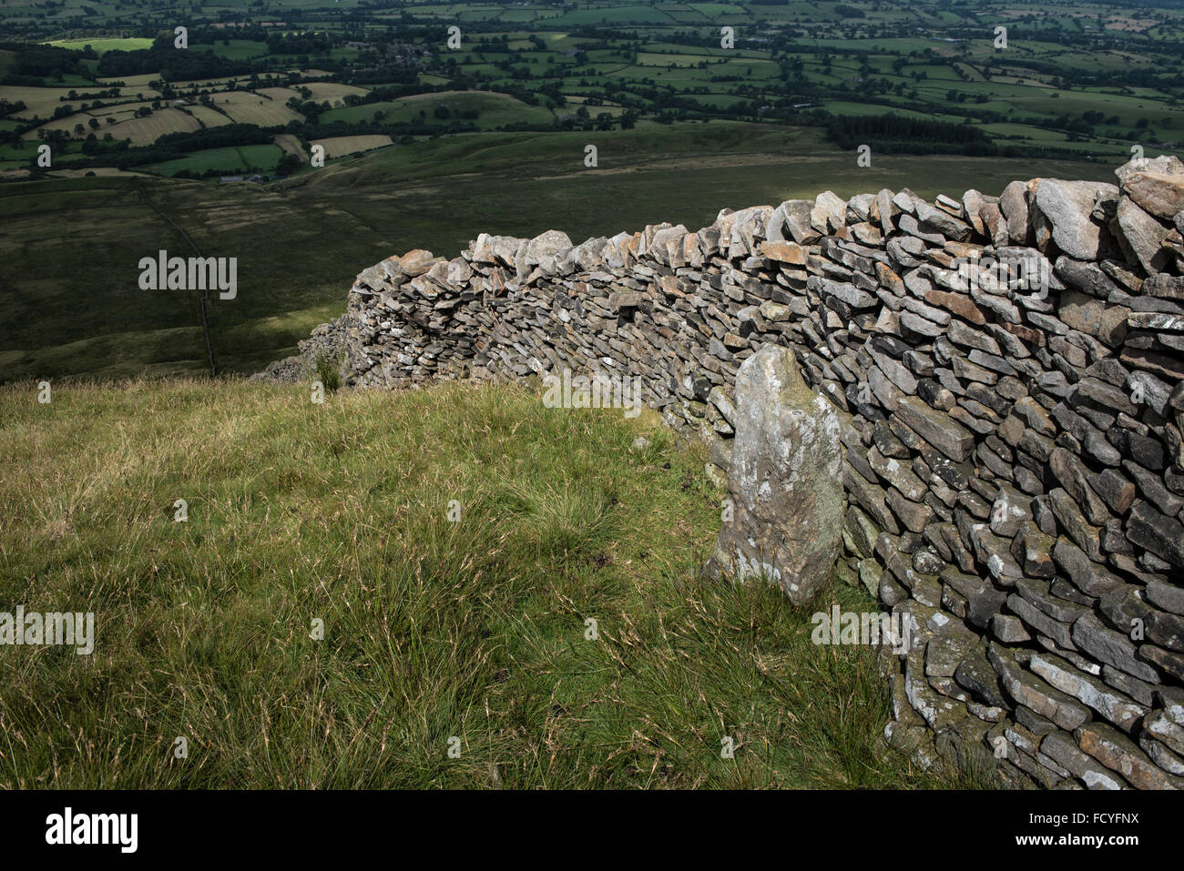 A boundary stone on Pendle Hill in Lancashire Stock Photo