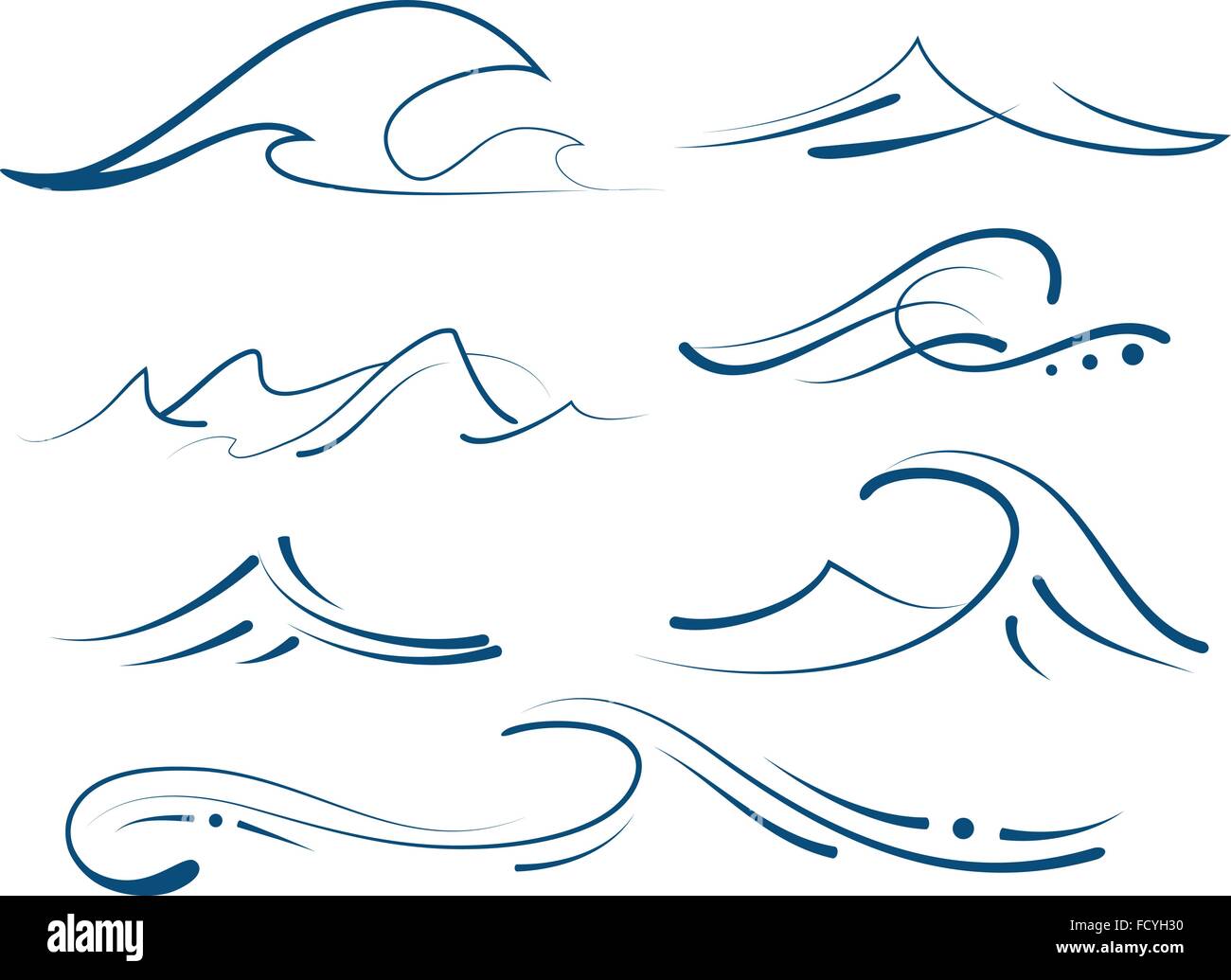 Ocean surface wave design illustration drawing