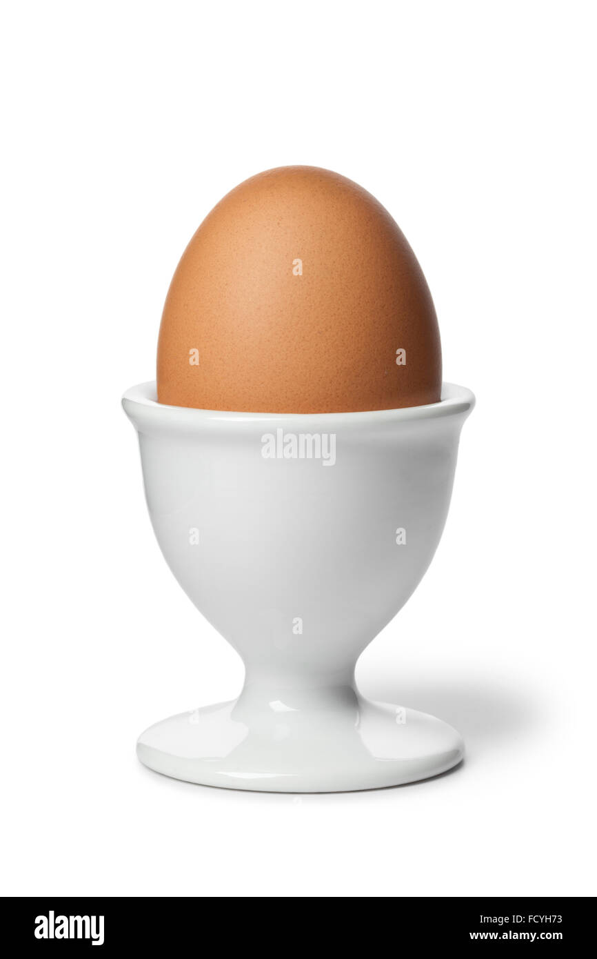 Brown boiled egg in an eggcup Stock Photo