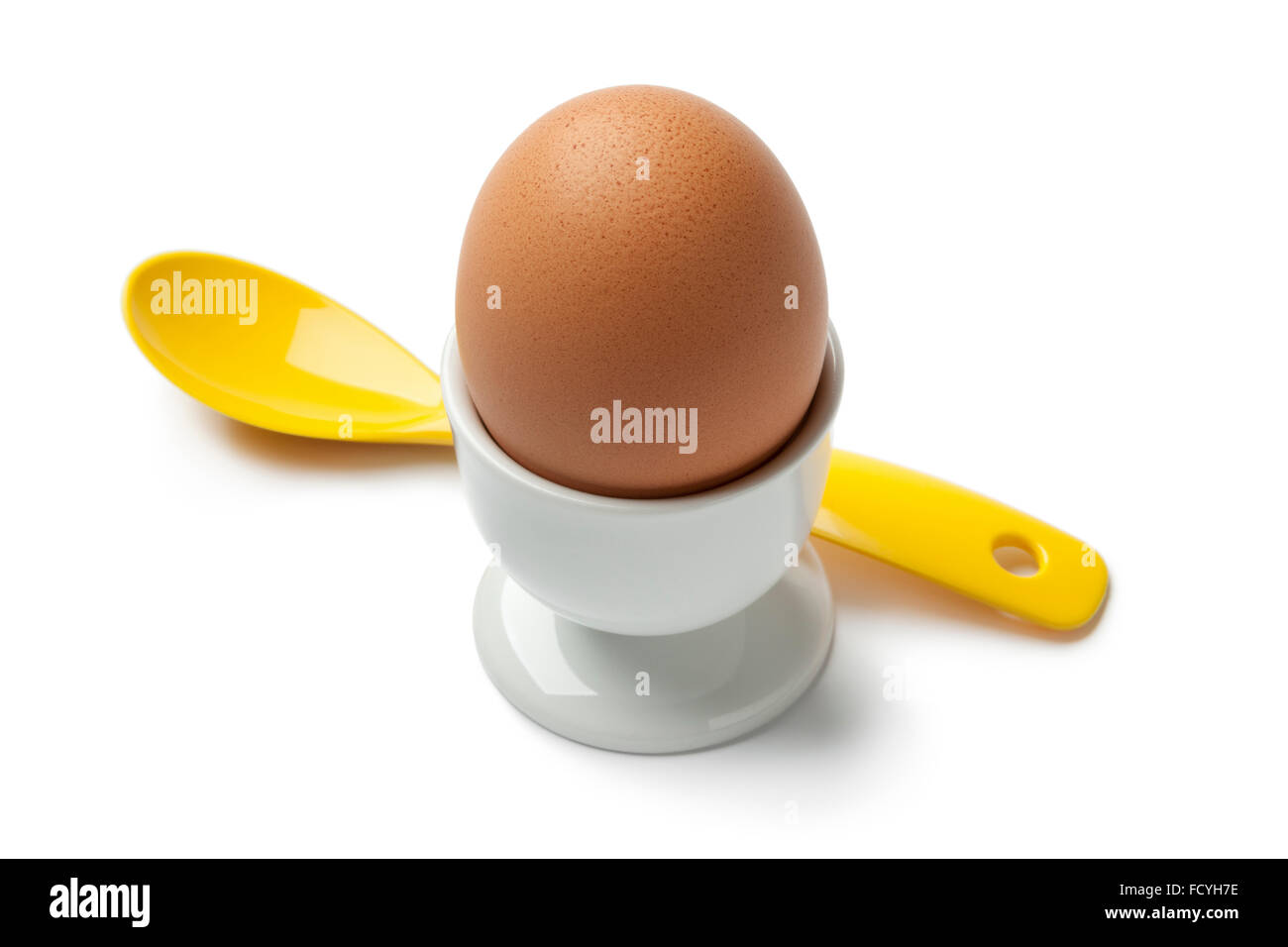 Brown boiled egg in an eggcup Stock Photo