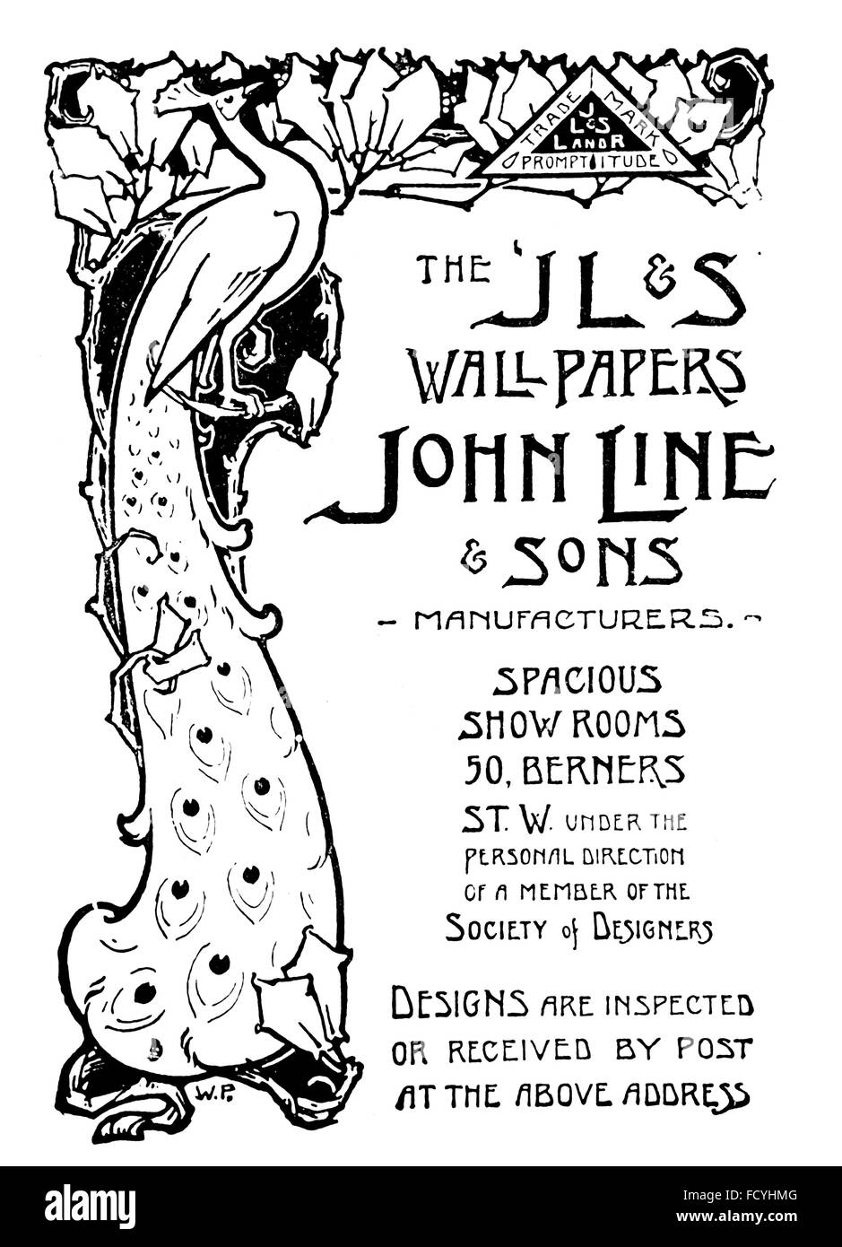 John Line & Sons, Wallpaper advertisement from 1900 The Studio Magazine Stock Photo