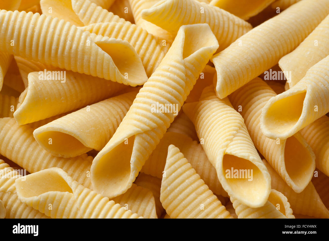 Traditional Italian handmade garganelli pasta full frame, Stock Photo