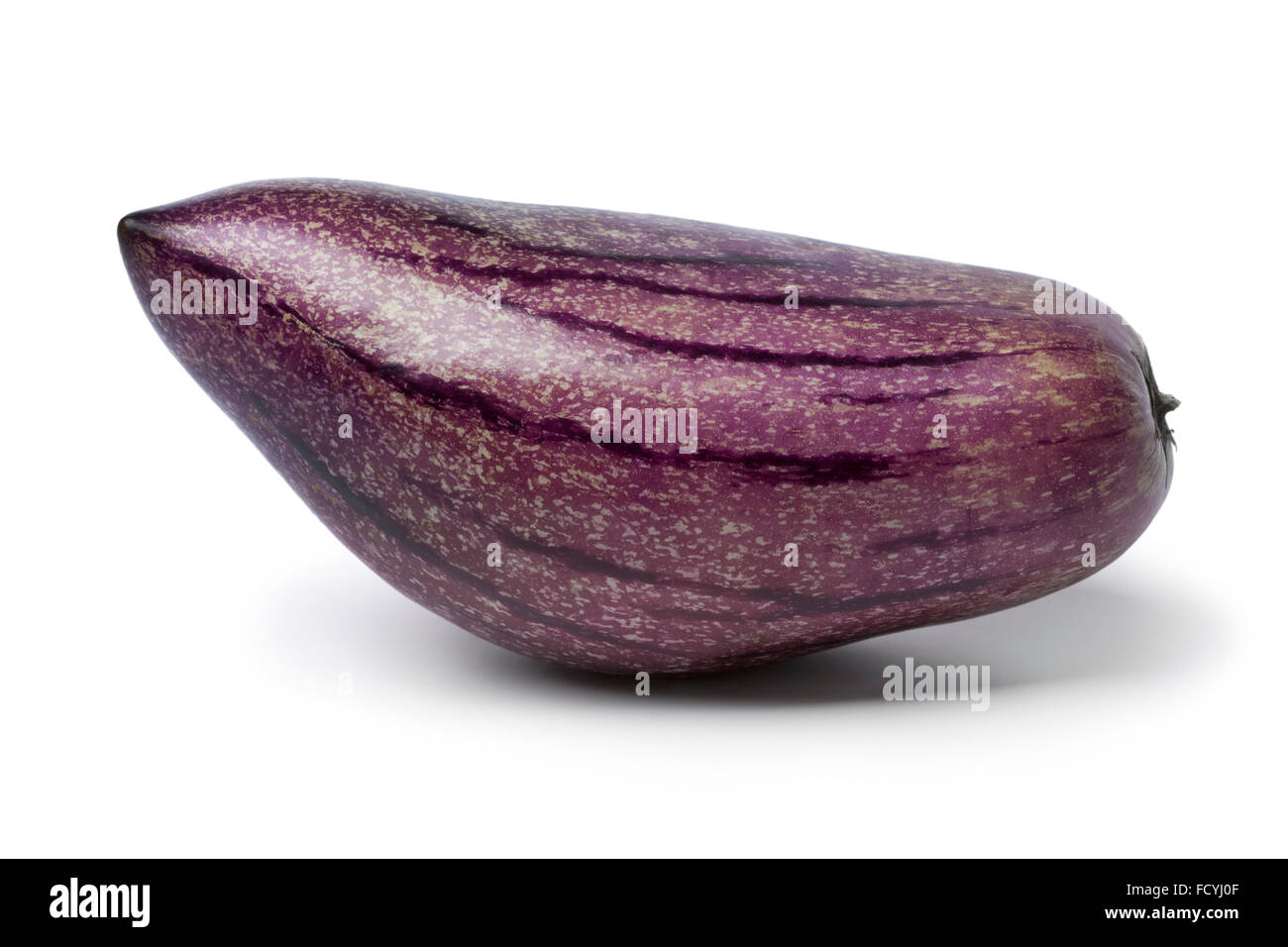 Single fresh pepino fruit on white background Stock Photo