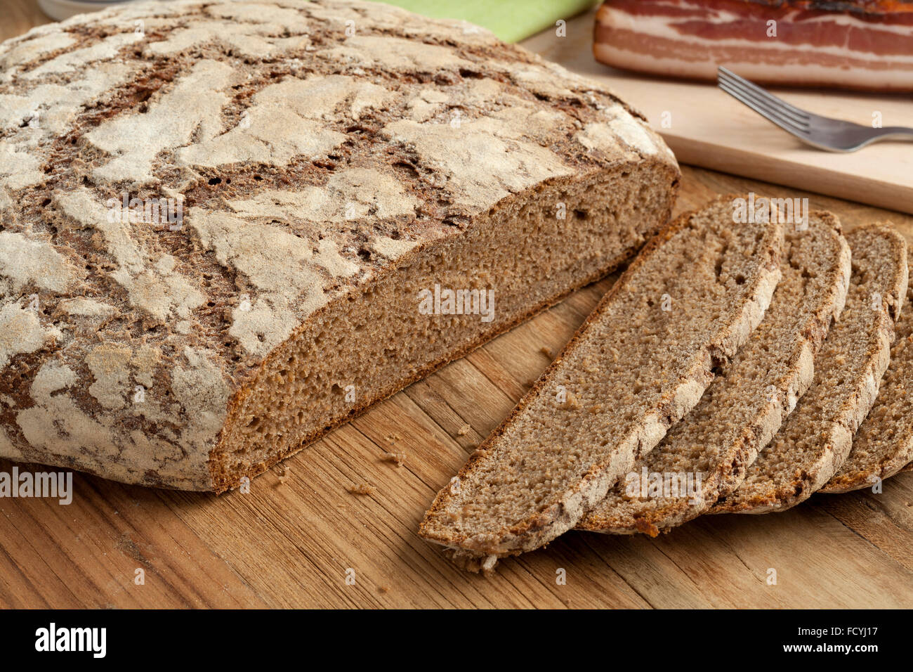 Traditional fresh german kern bread with flower of pumpkin seeds,sunflower seeds and flaxseeds Stock Photo