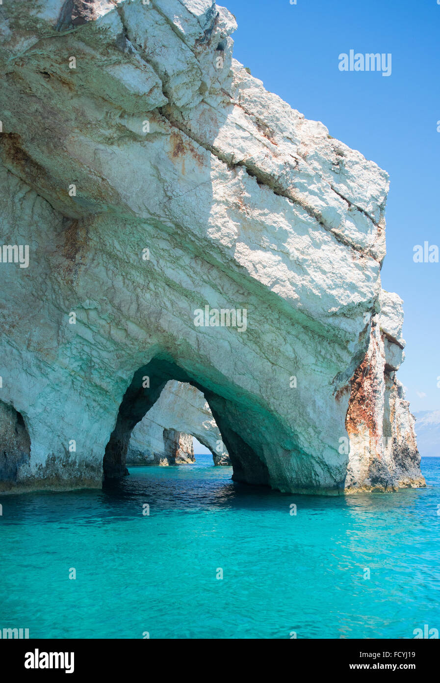 Blue caves on the island of Zakynthos, in Greece Stock Photo